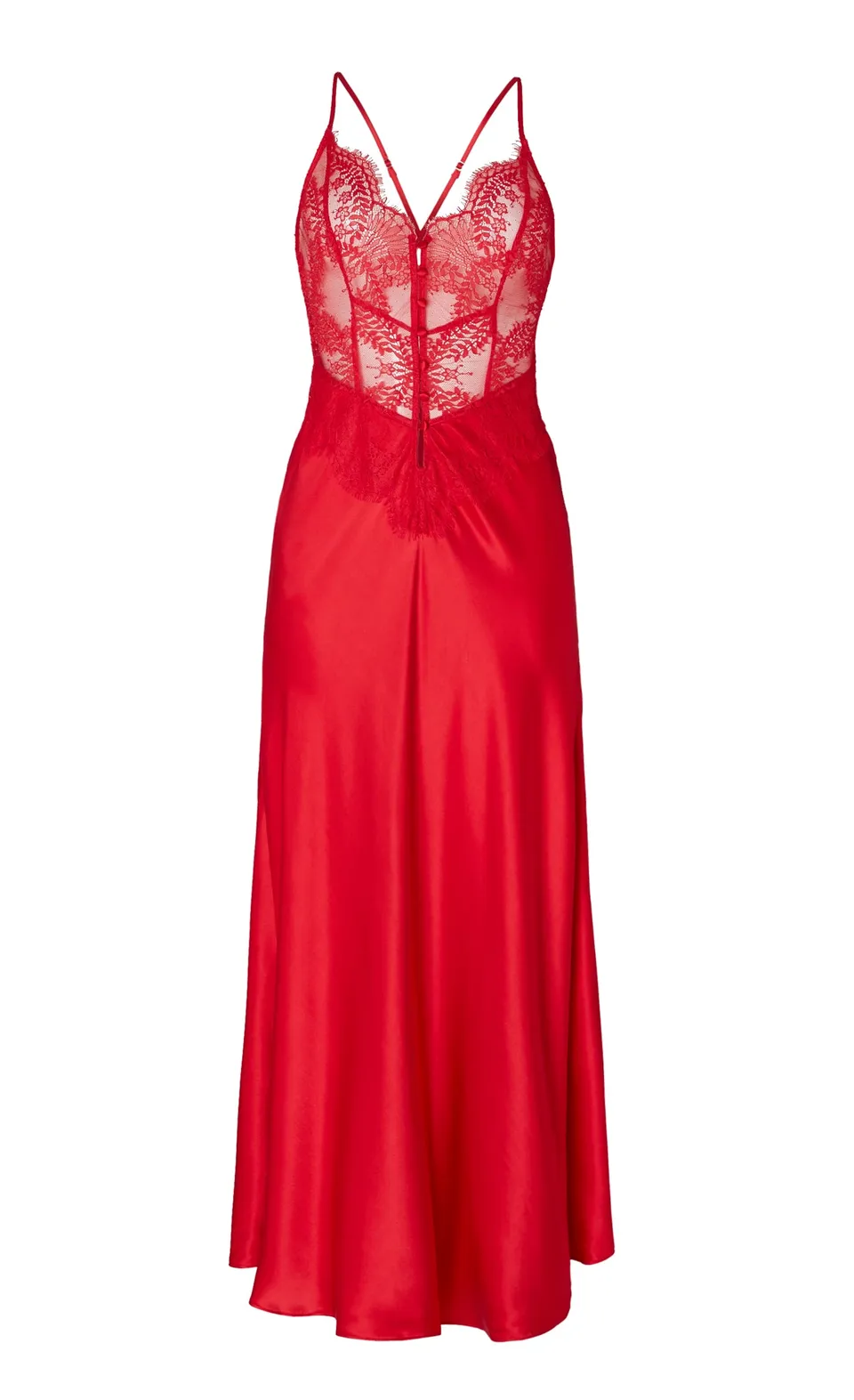 Temperley London Gaia koszula nocna czerwona satyna
