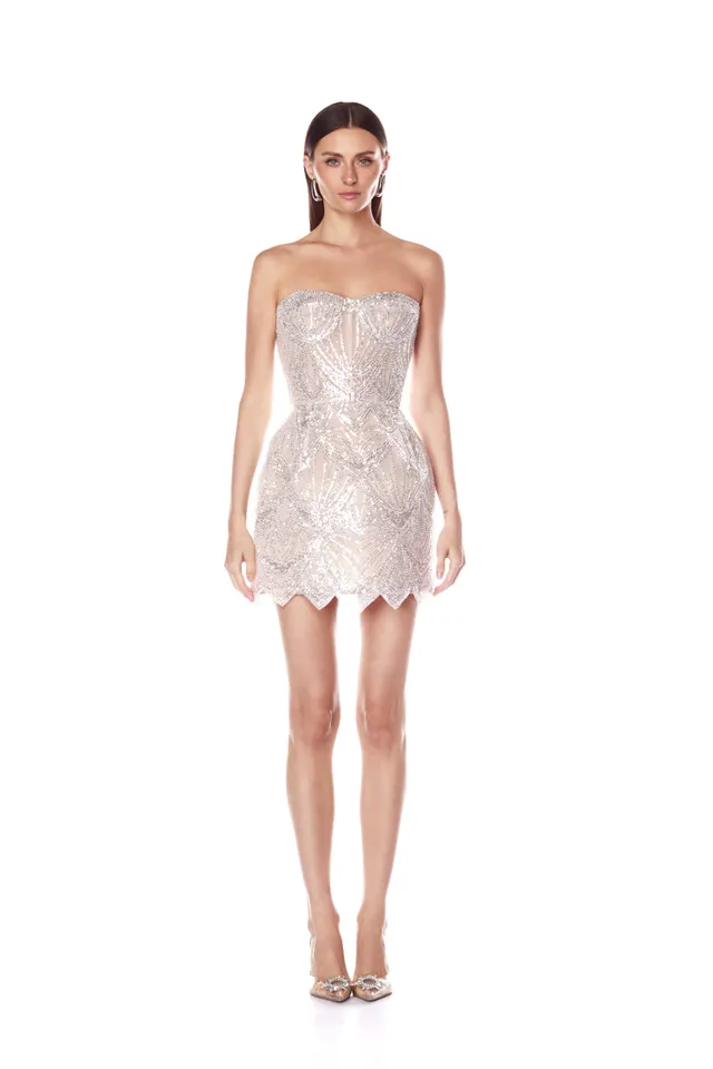 Bronx and Banco Giselle Blanc sukienka mini srebrna