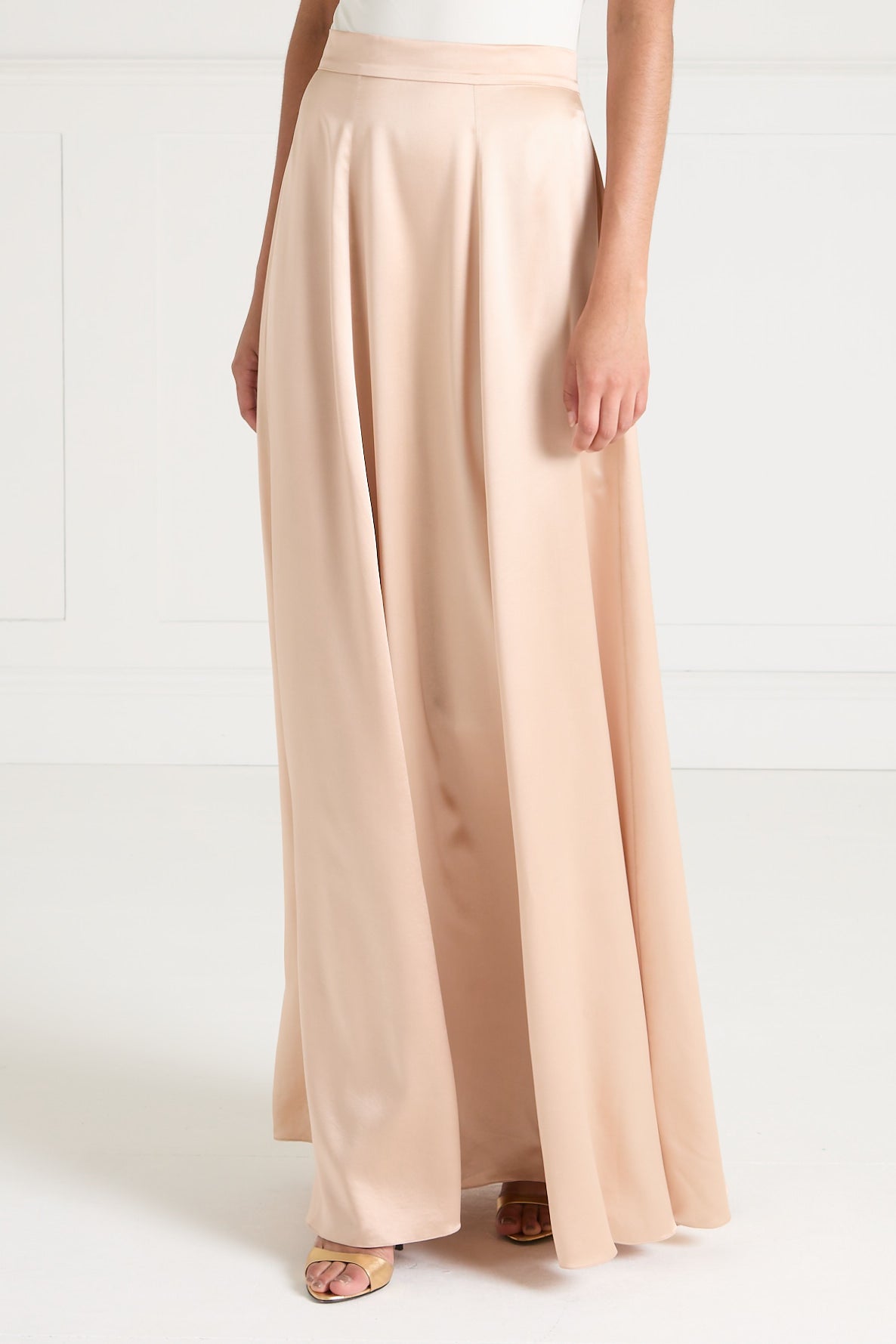 Temperley London Amerie spódnica satynowa Champagne długa