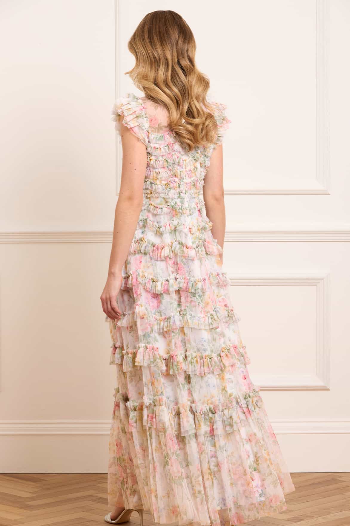 Needle & Thread Pompadour Garden Round Neck suknia Multi print