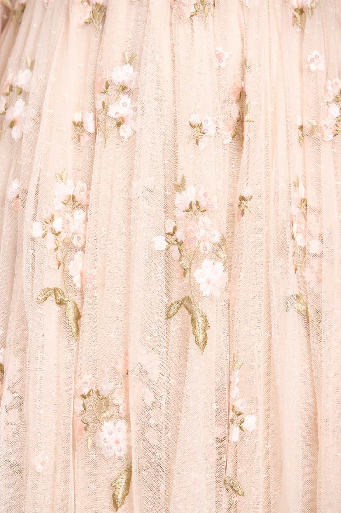 Needle & Thread Posy Round Neck Gown sukienka kremowa