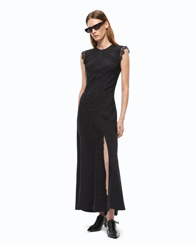 Pinko Alpinia Dress sukienka czarna długa koronka