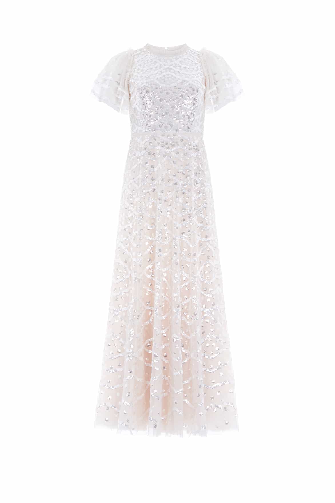 Needle & Thread Deco Dot Gloss Ankle Gown sukienka cream cekinowa