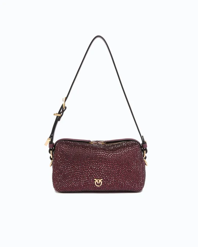 Pinko Triptych Bowling Bag torebka kuferek z kryształkami