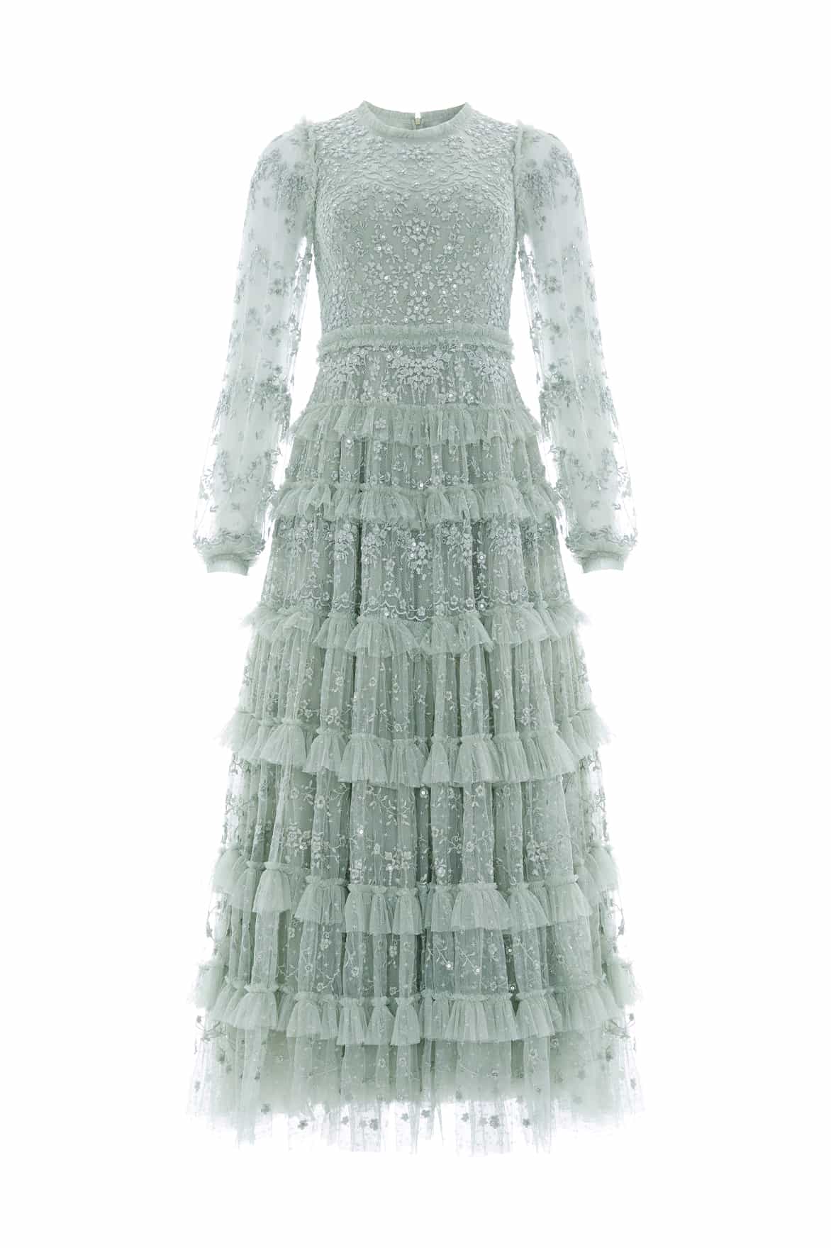 Needle & Thread Blossom Lace Ankle Gown suknia zielona