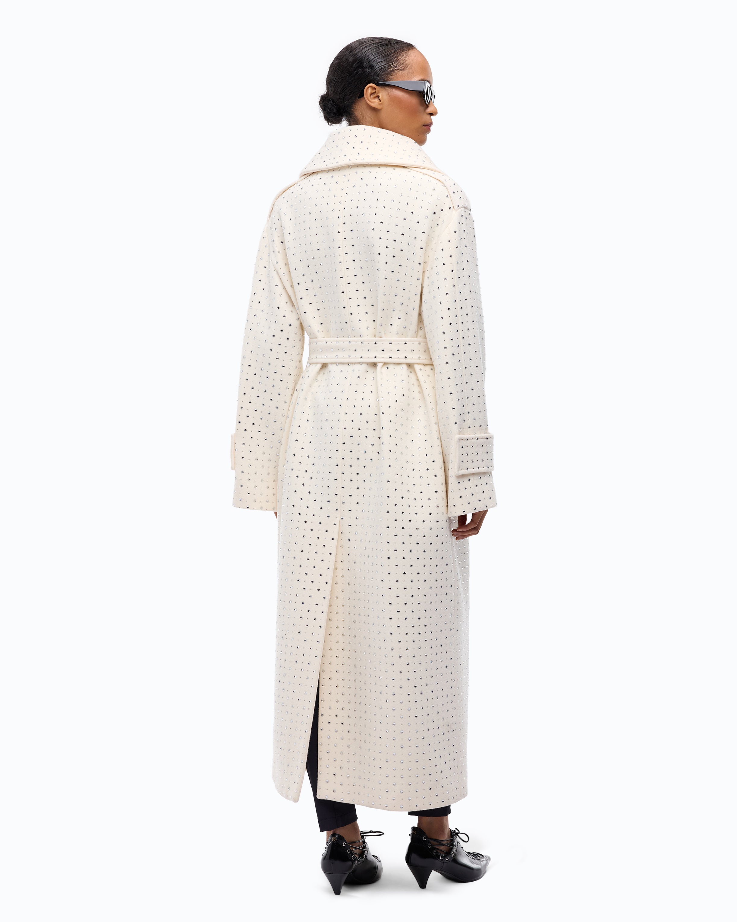 Pinko Peugeot Coat płaszcz wełniany długi kryształki