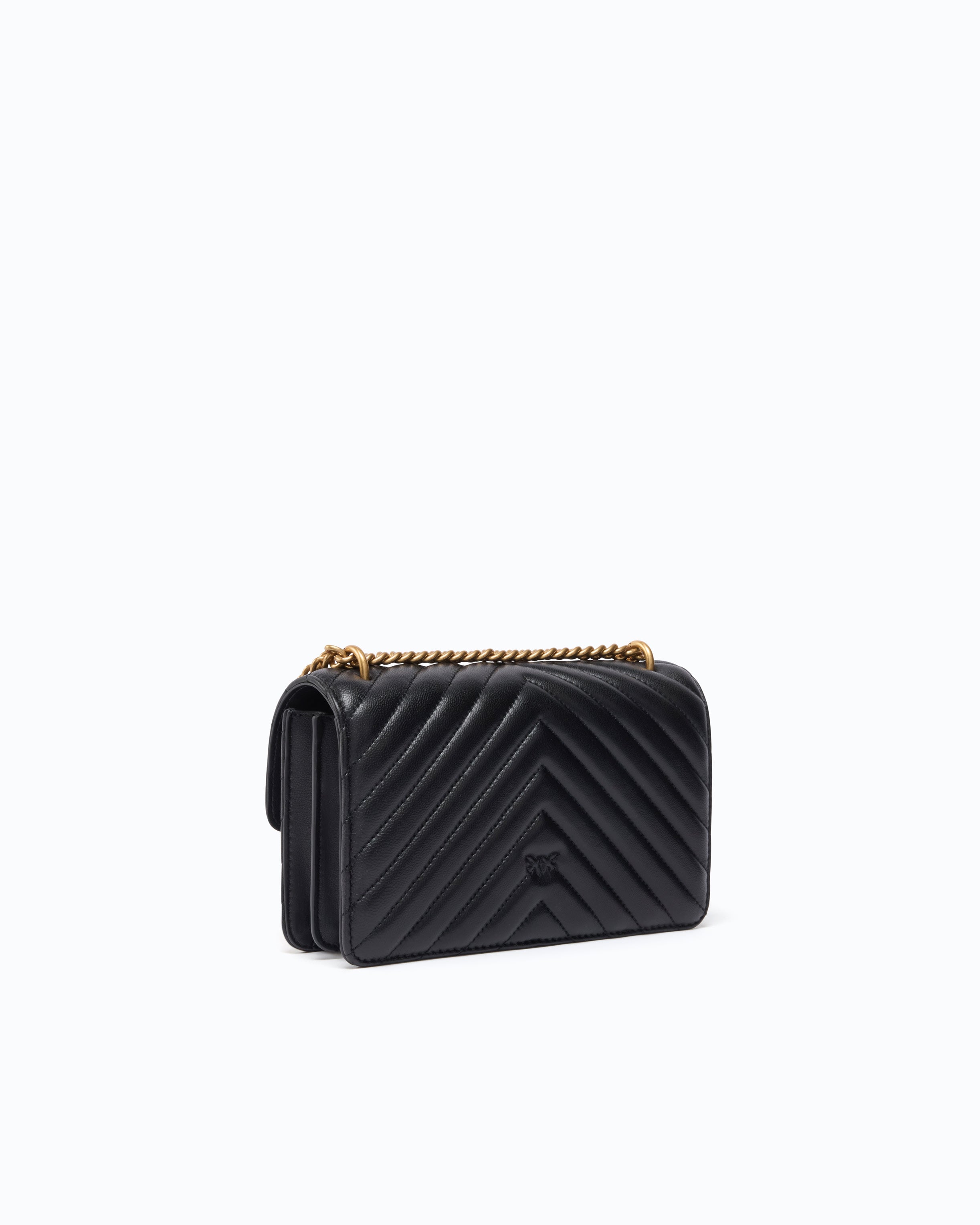 Pinko Love Bag One Chevron torebka skórzana czarna mini