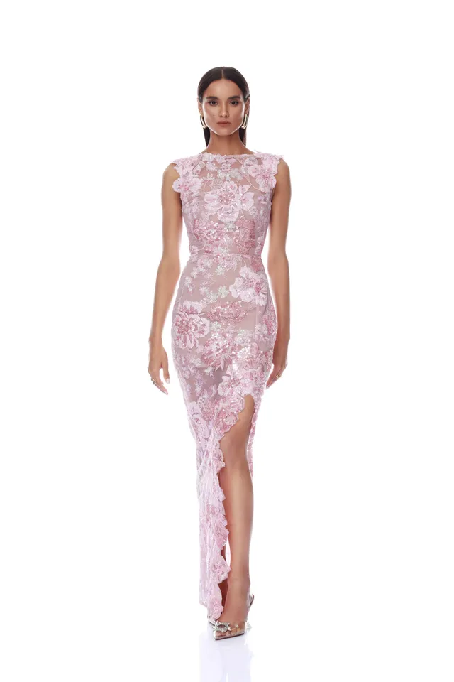 Bronx and Banco Capri Ellie sukienka maxi blush cekinowa