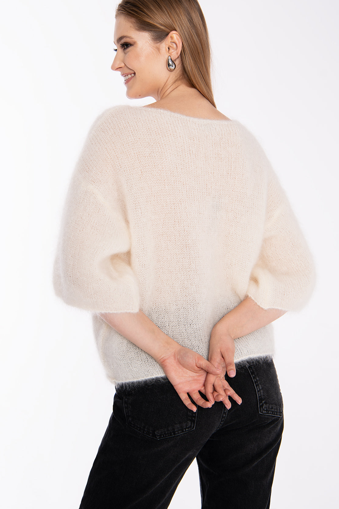 Nudyess Ruby sweter Ecru moherowy 3/4