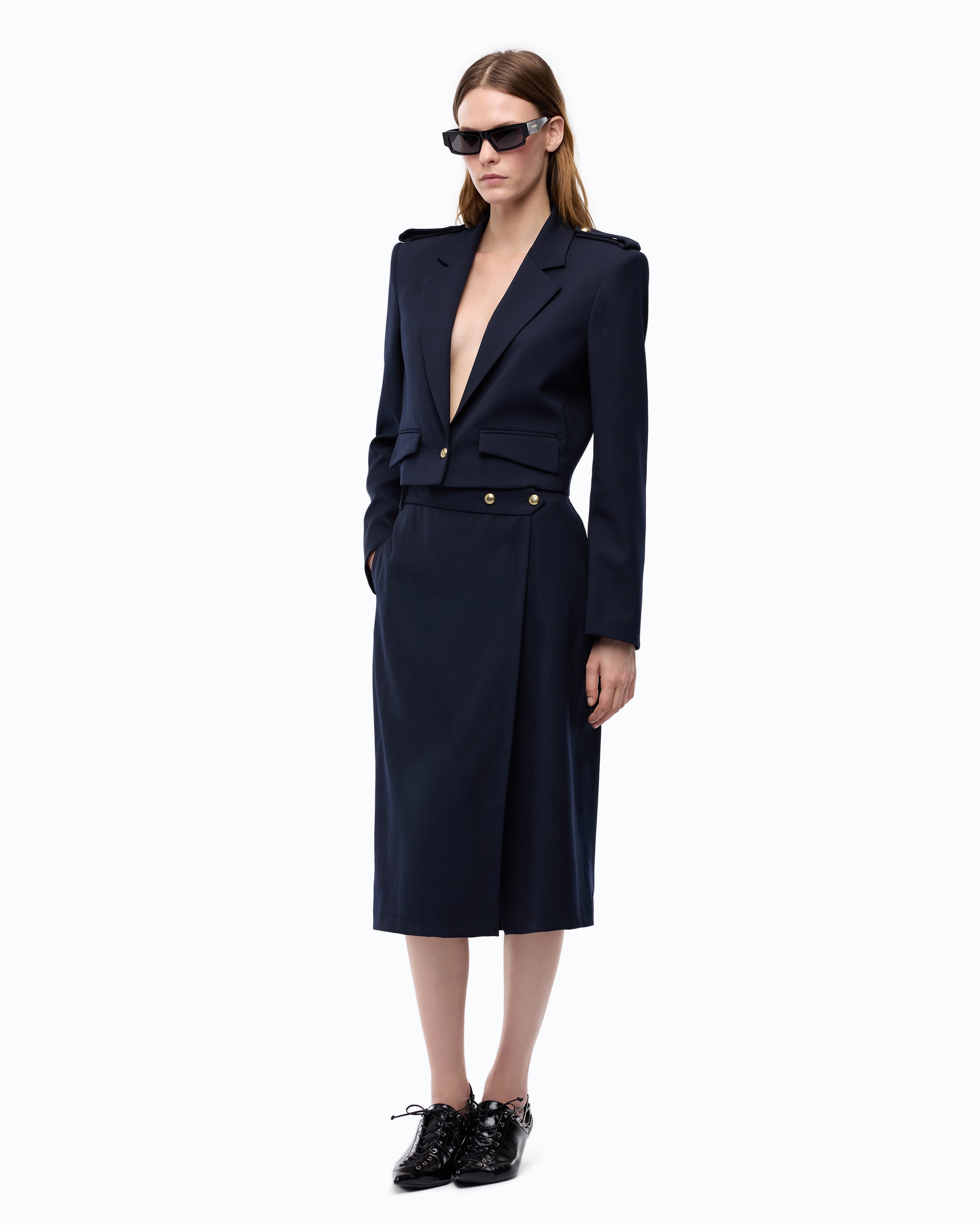 Pinko Manna Jacket żakiet wełniany krótki niebieski