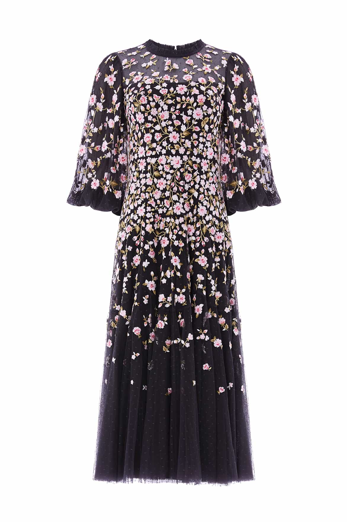 Needle & Thread Sylvia Rose Round Neck Ankle Gown suknia czarna