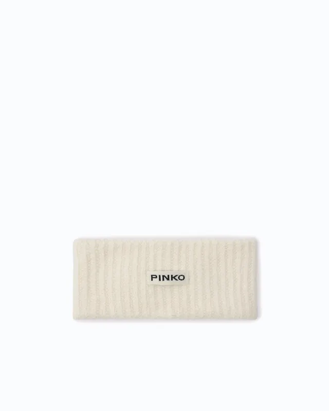 Pinko Felce Headband opaska do włosów biała wełniana