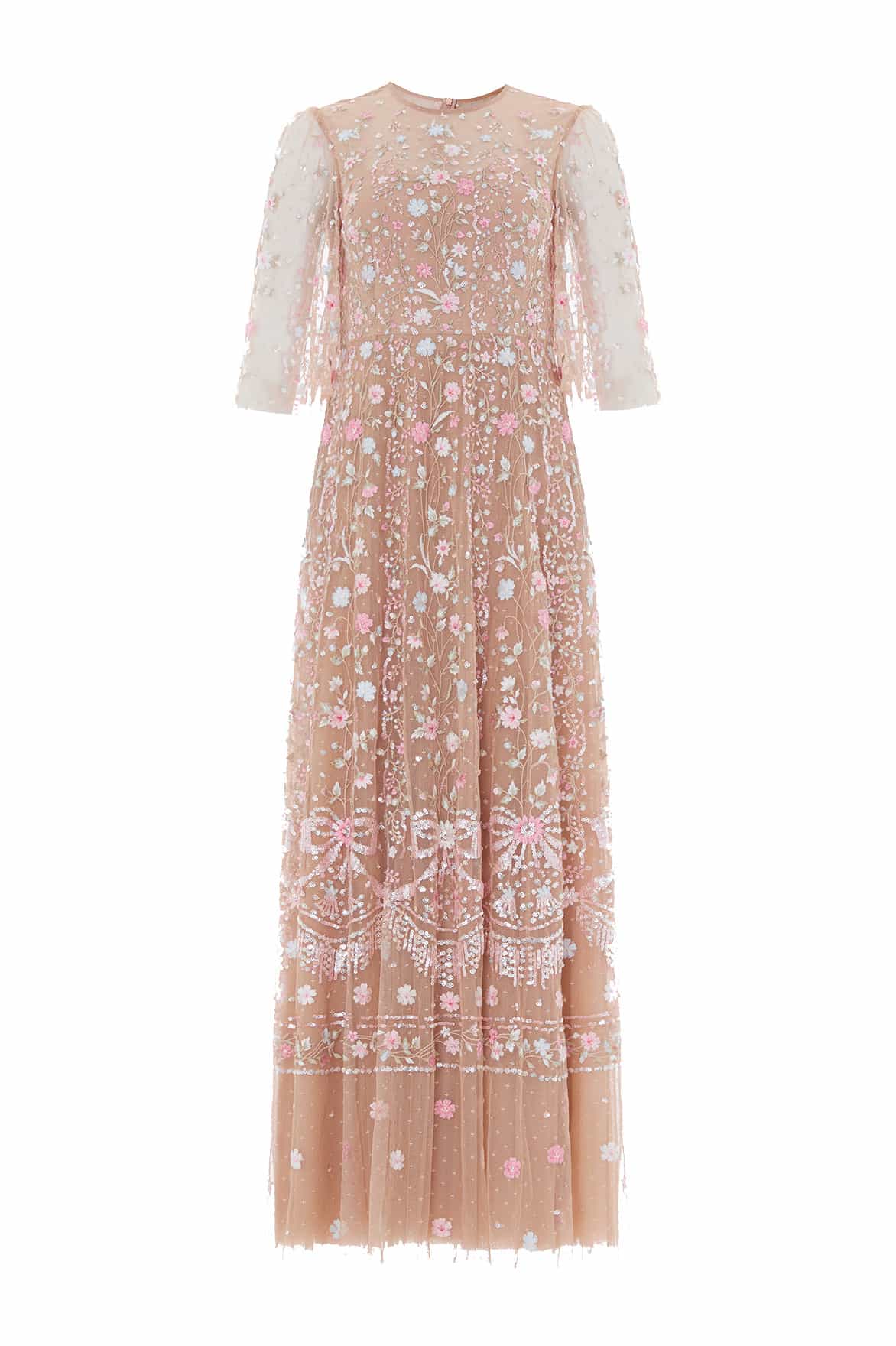 Needle & Thread Rococo Ribbon Round Neck Gown suknia beż