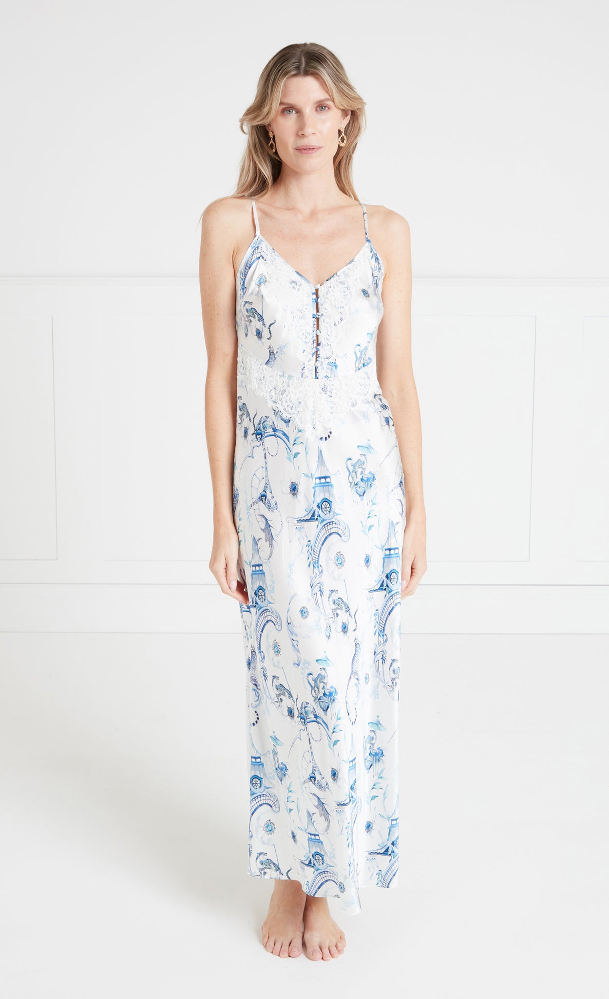 Temperley London Aphrodite koszulka nocna midi print