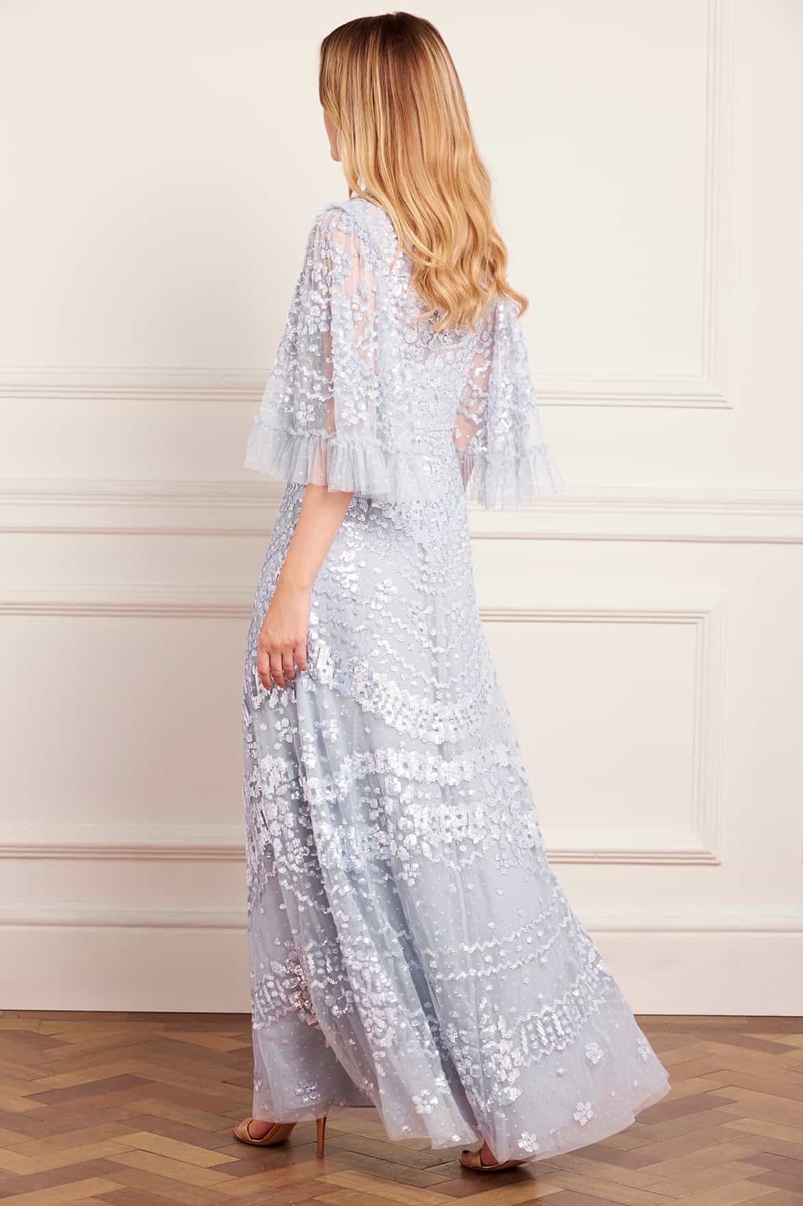 Needle & Thread Anais Sequin Gown sukienka błękitna tiulowa