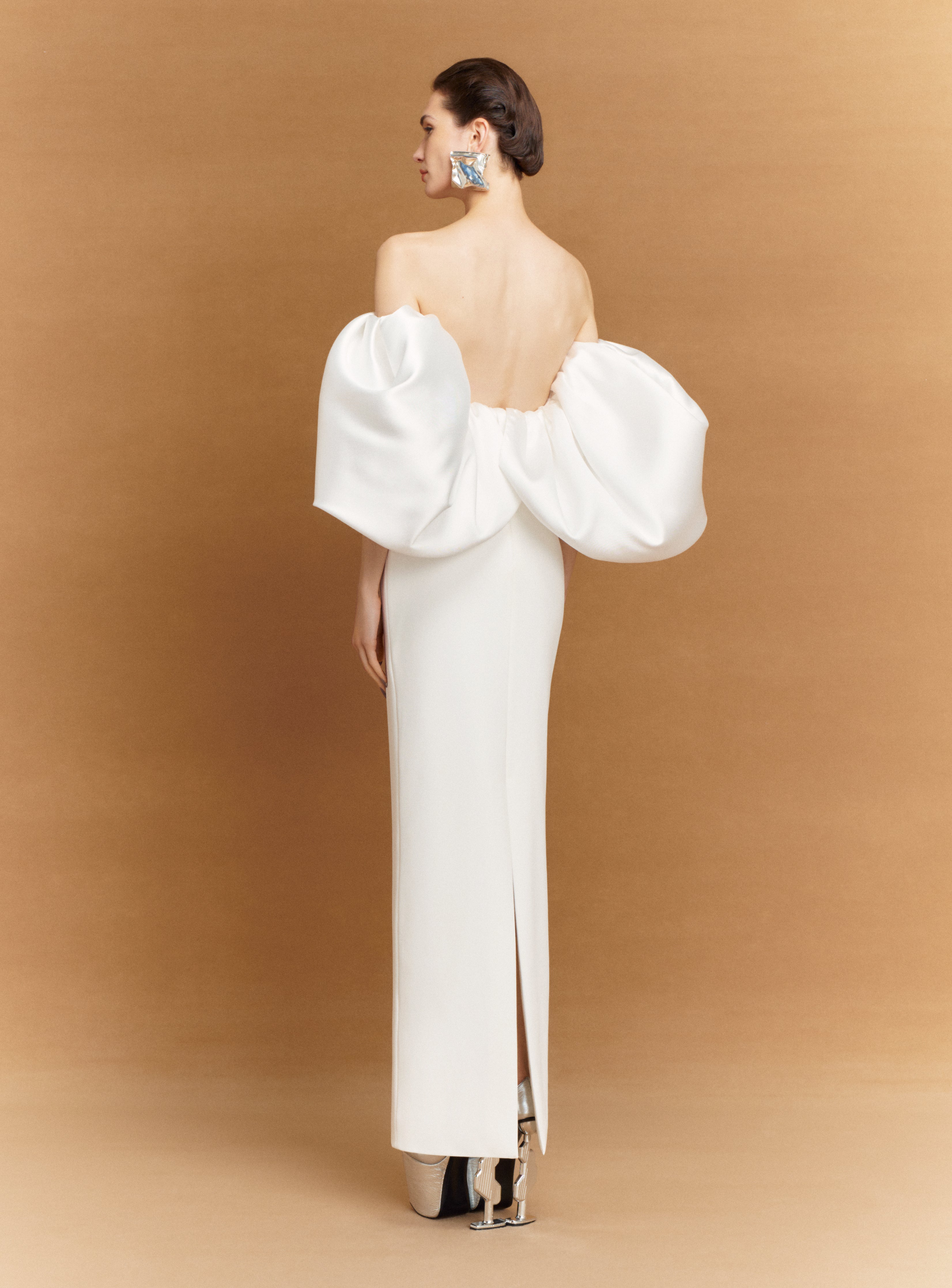 SOLACE LONDON Floris sukienka maxi Cream bufki