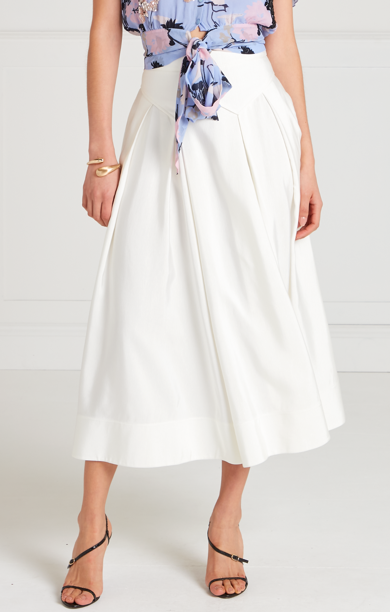 Temperley London Elodie spódnica midi ecru jedwab