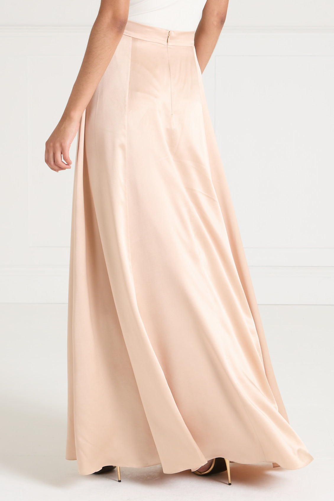 Temperley London Amerie spódnica satynowa Champagne długa