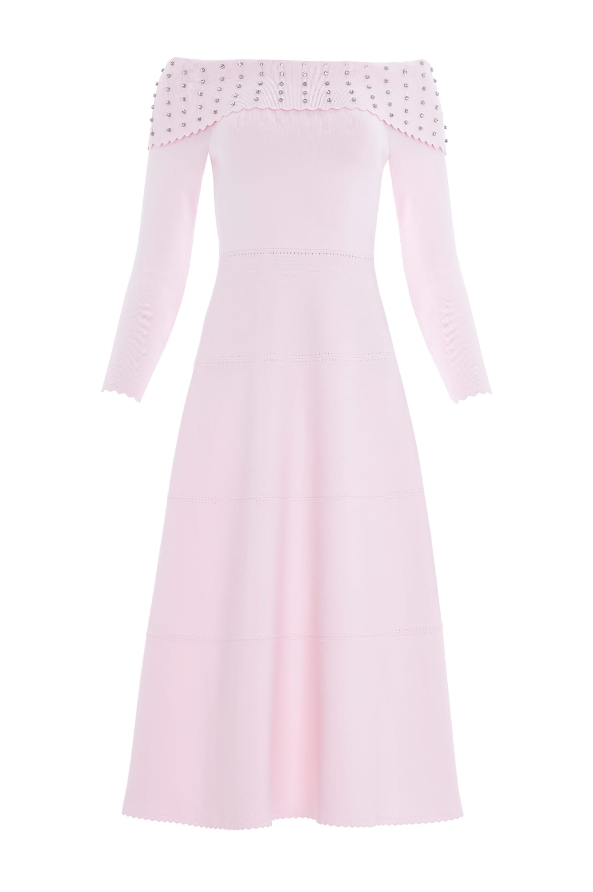 Needle & Thread Bardot Knit suknia dzianinowa Pink z kryształkami