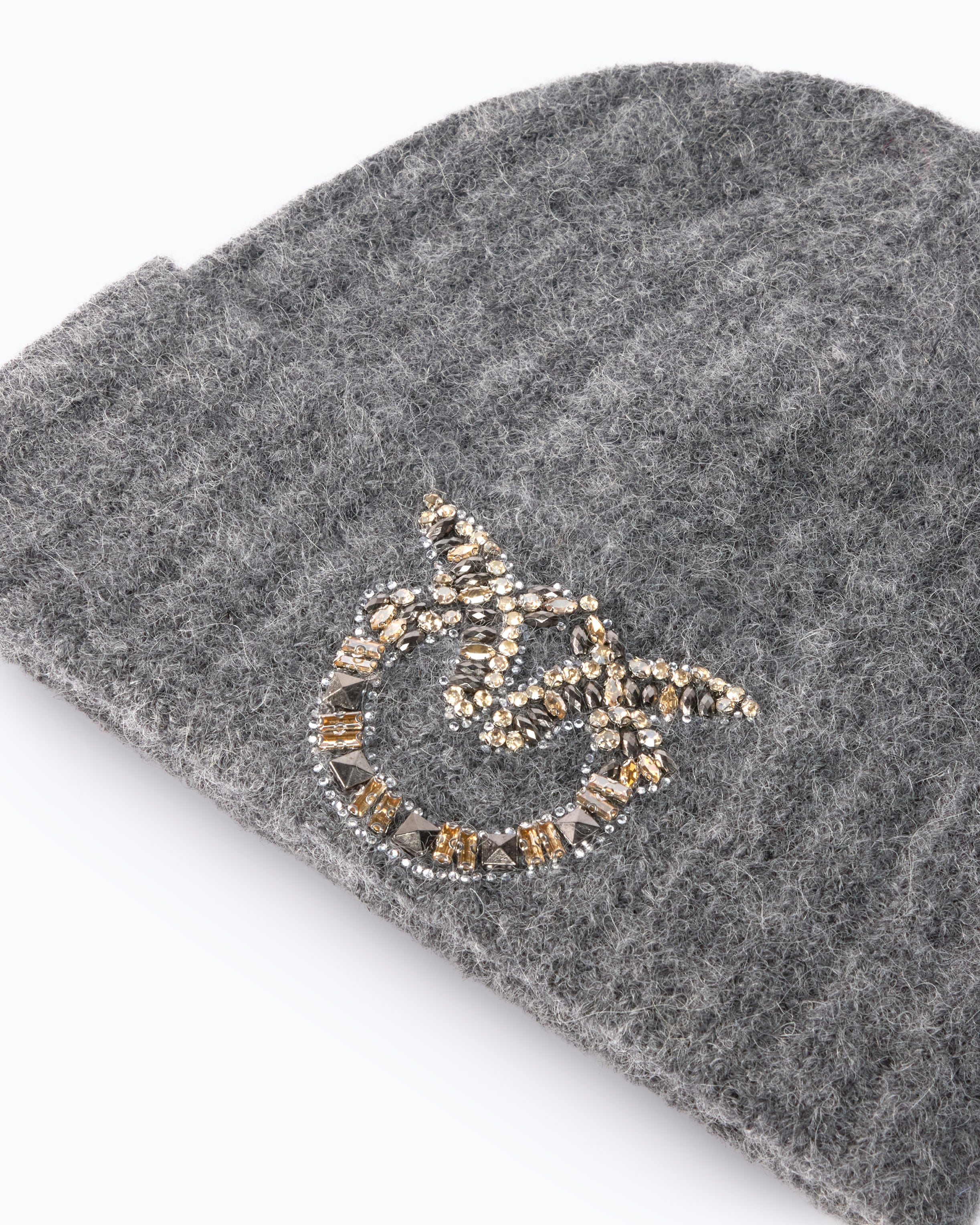 Pinko beanie czapka wełniana szara logo