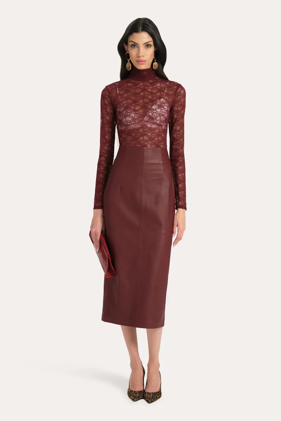 Elie Tahari Annabelle body koronkowe Jester Red