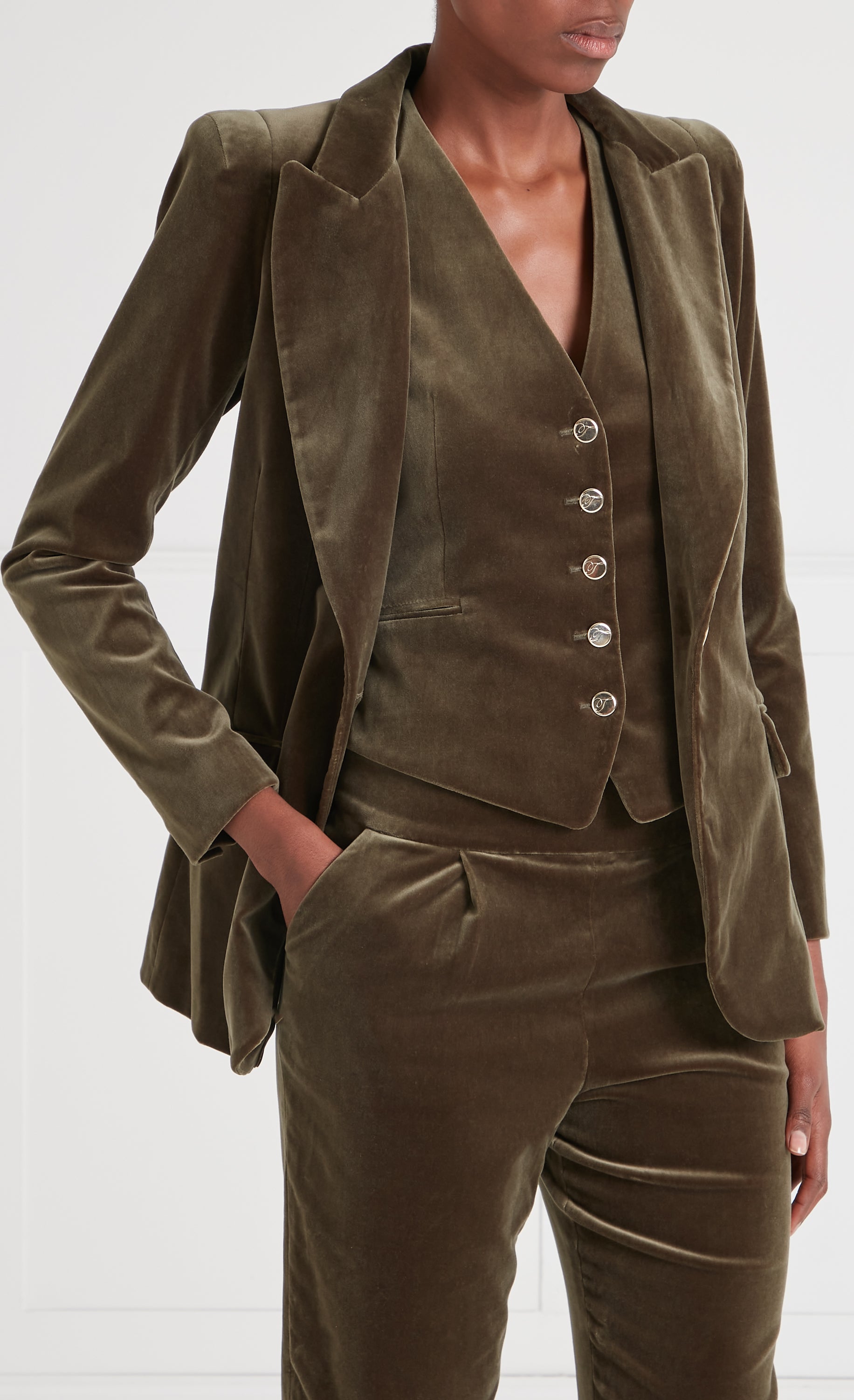 Temperley London Clove marynarka aksamitna Militare taliowana