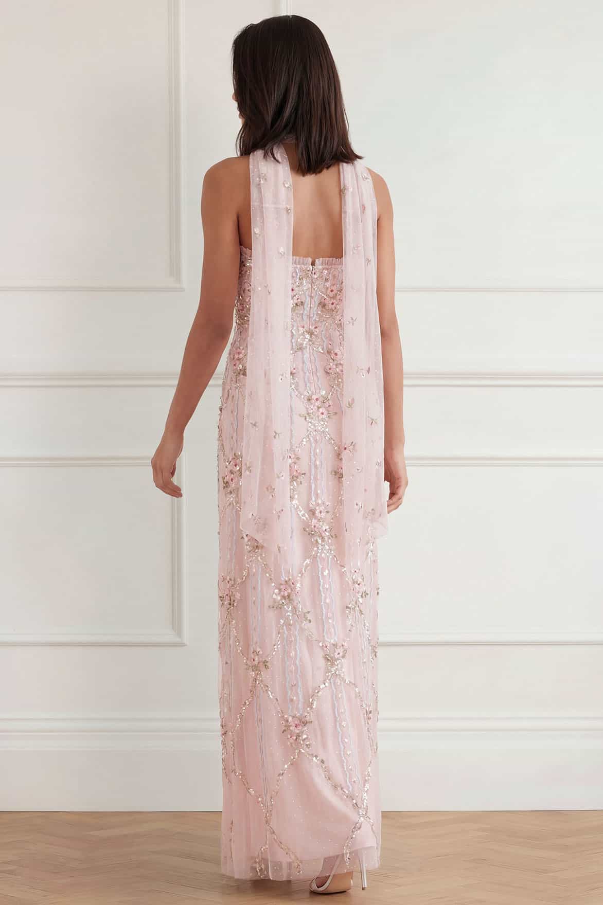 Needle & Thread Lovers Lace Strapless Gown suknia różowa