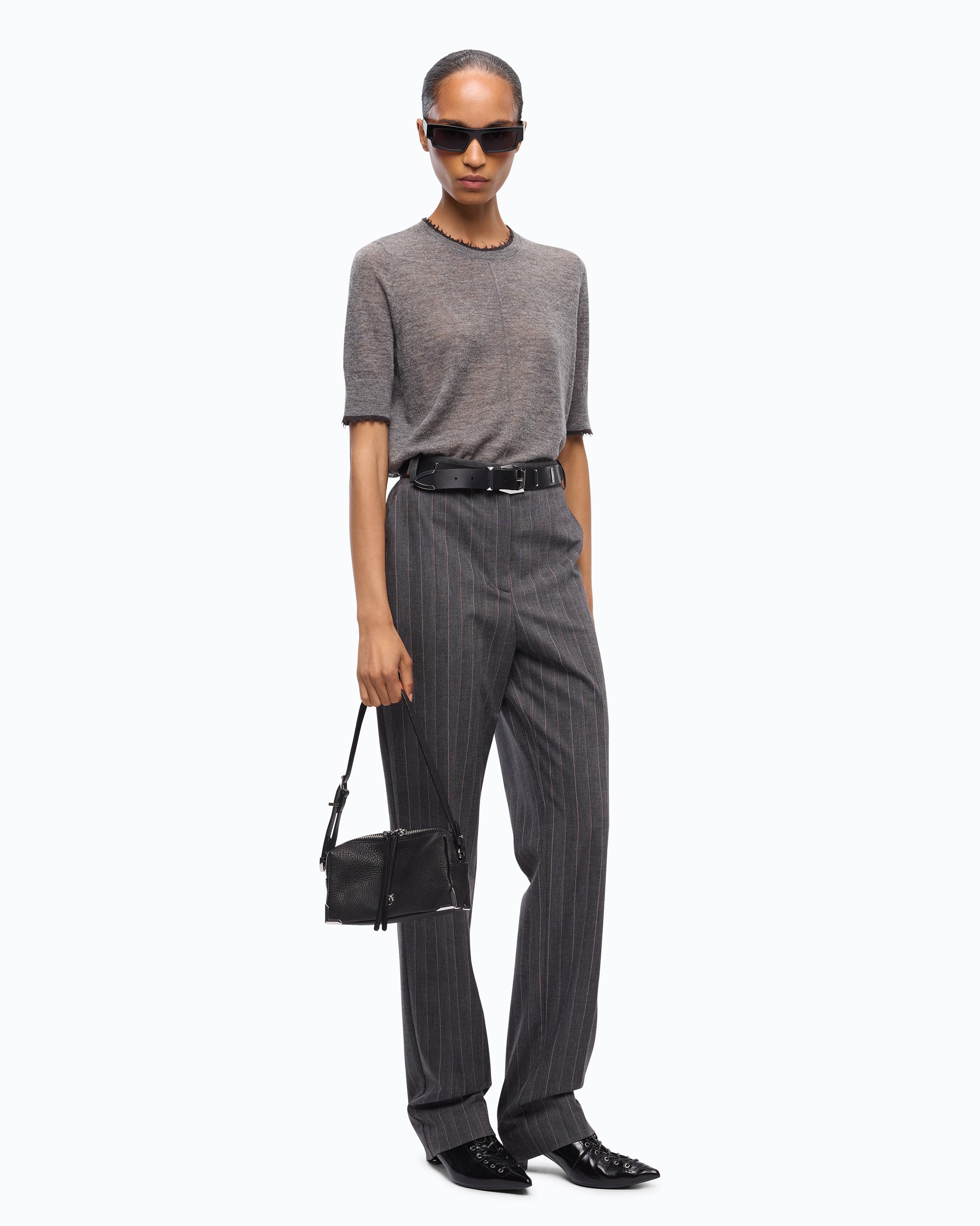 Pinko Nicosia Sweater sweter szary wełna merynosów