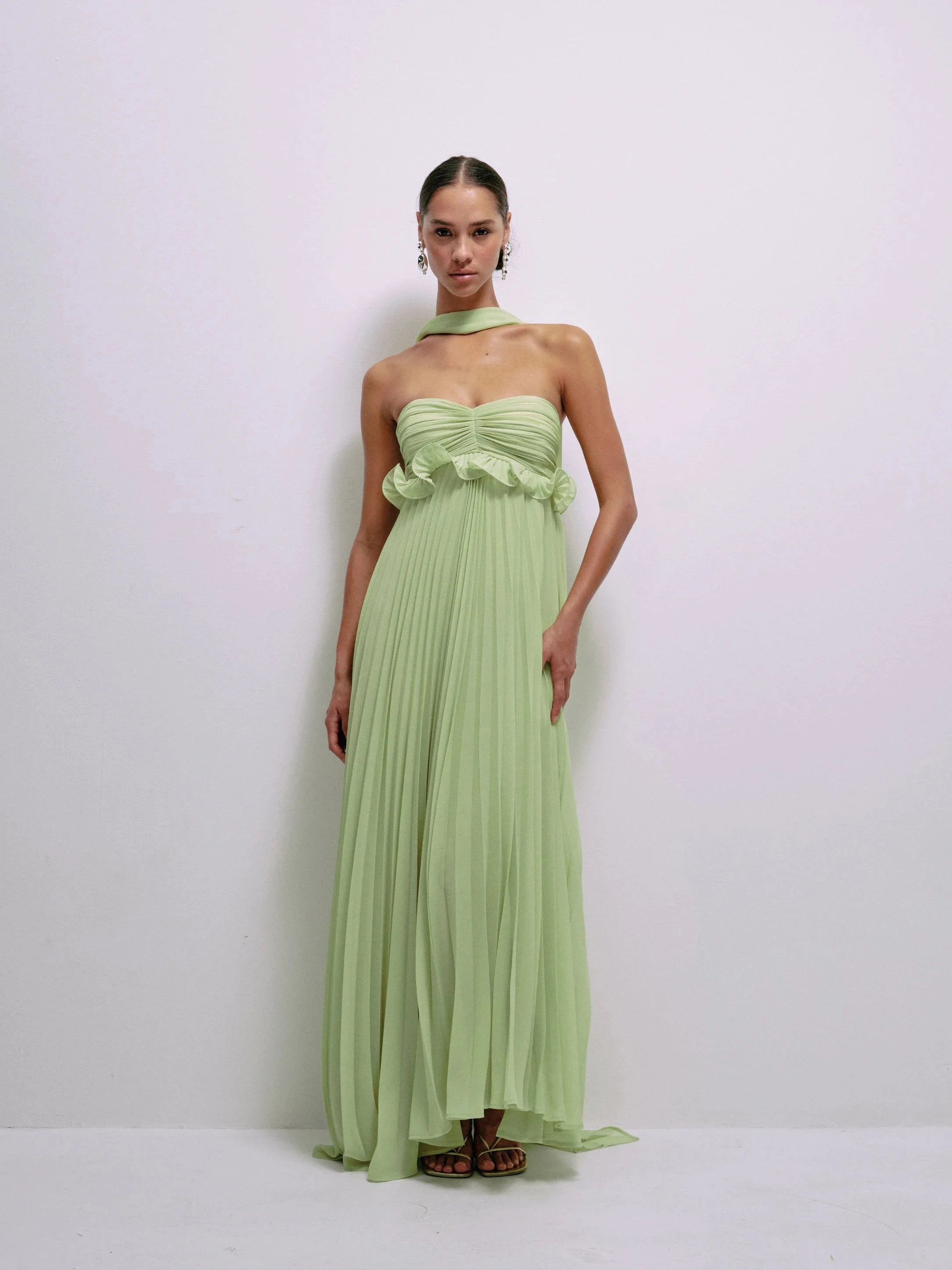 Delfi Collective Diana sukienka Lime plisowana