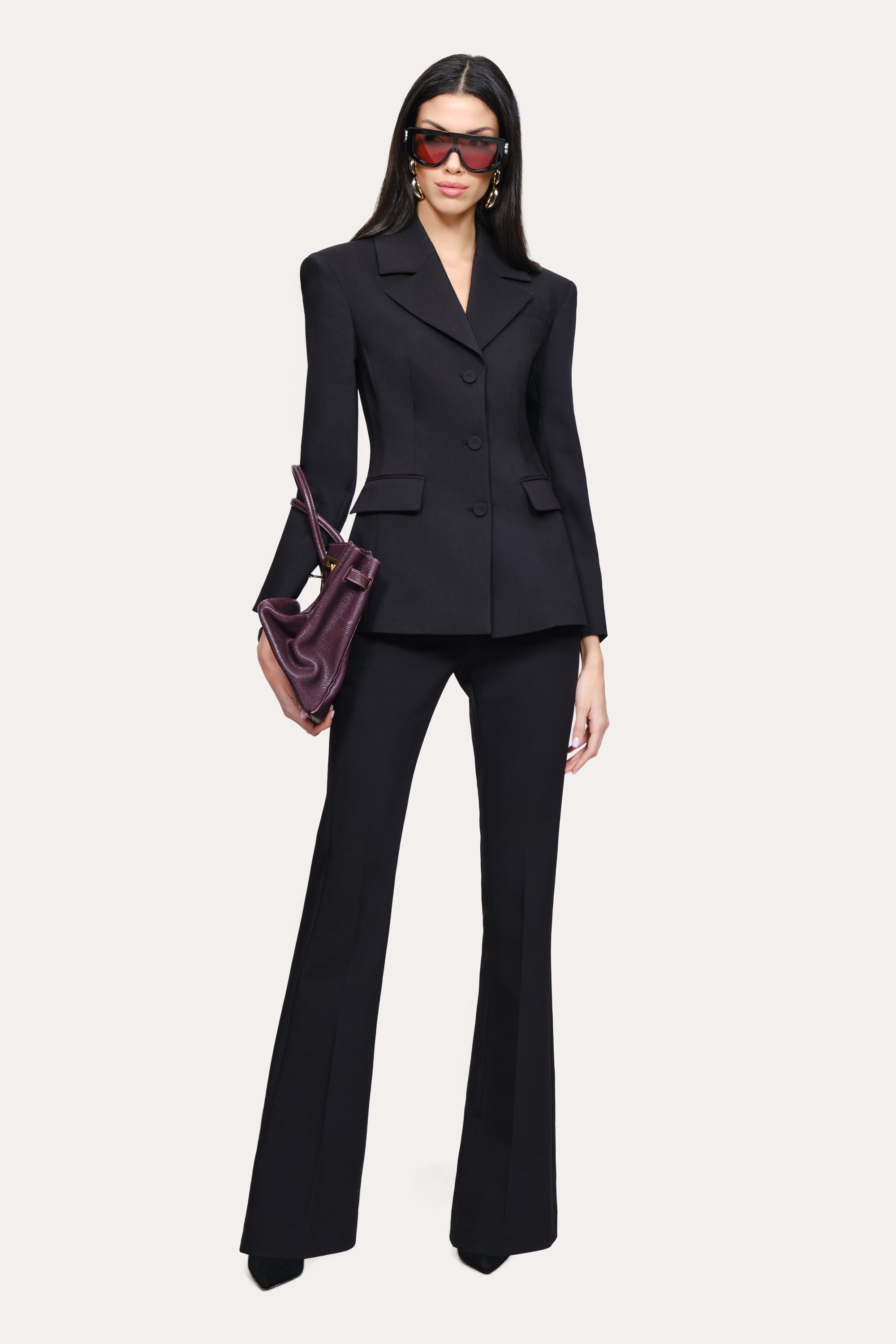Elie Tahari Ella Fit & Flare spodnie czarne flare