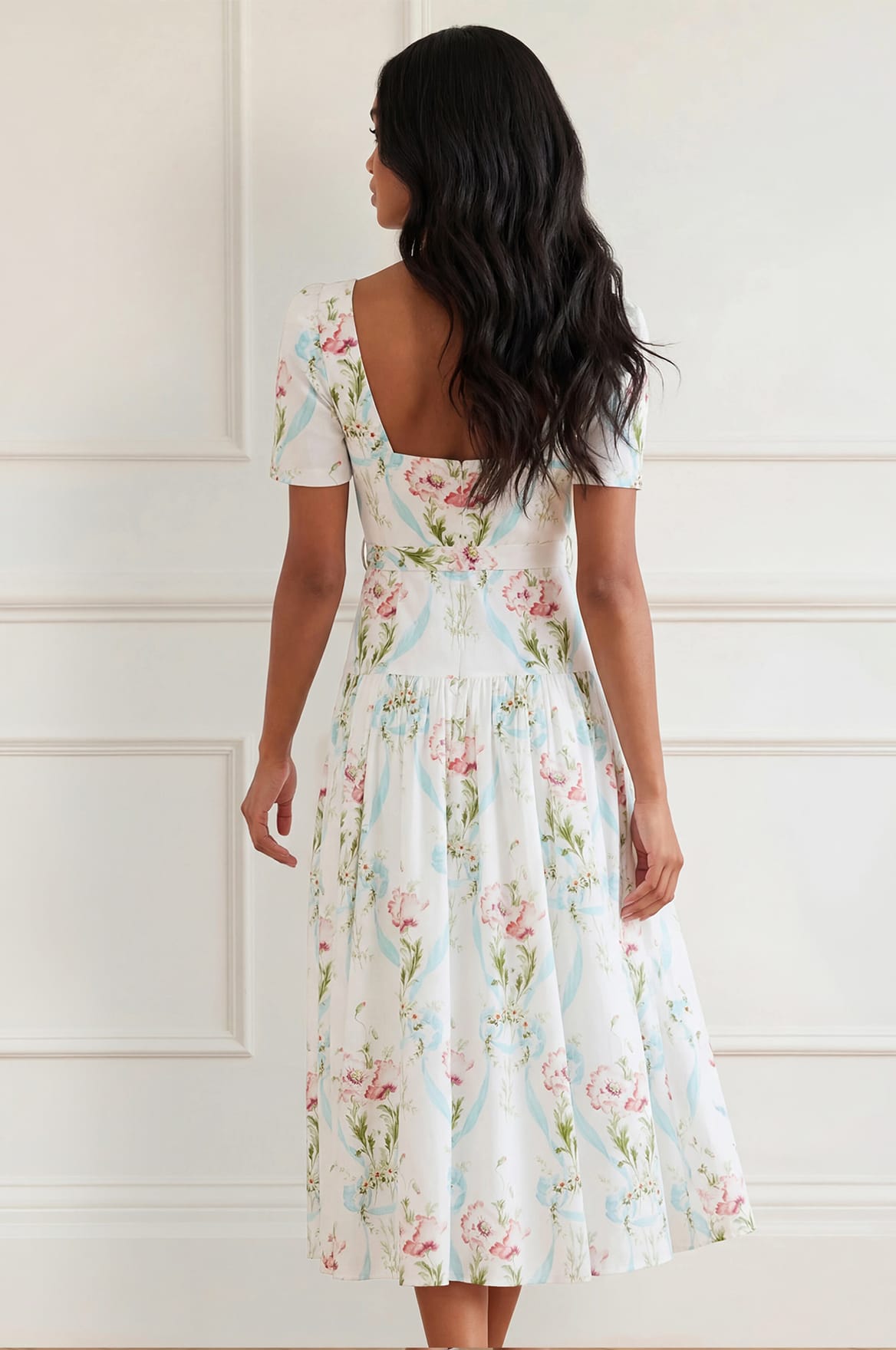 Needle & Thread Floral Ribbon Ballerina Dress sukienka White