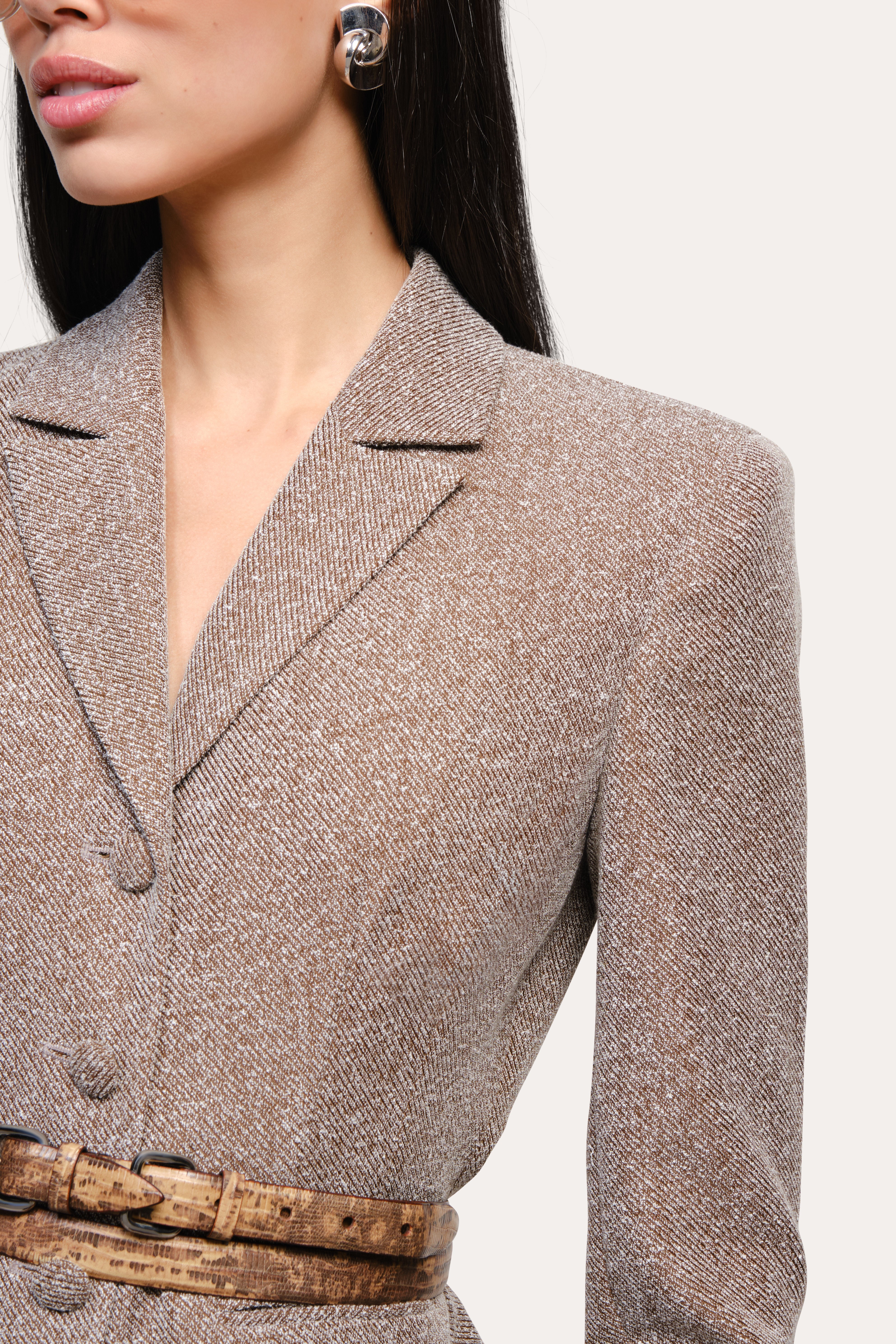 Elie Tahari Pamela marynarka Brown Melange bukla