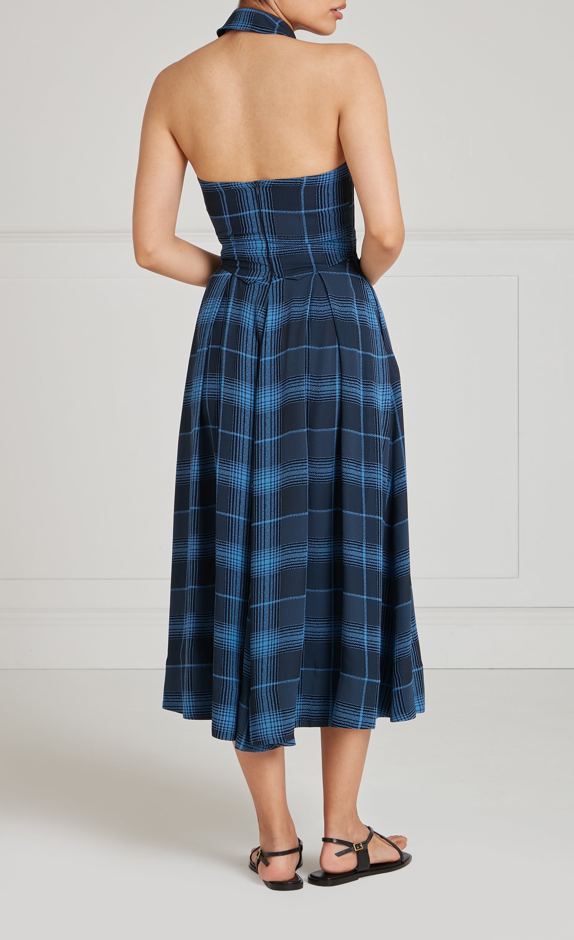 Temperley London Plath sukienka granatowa krata