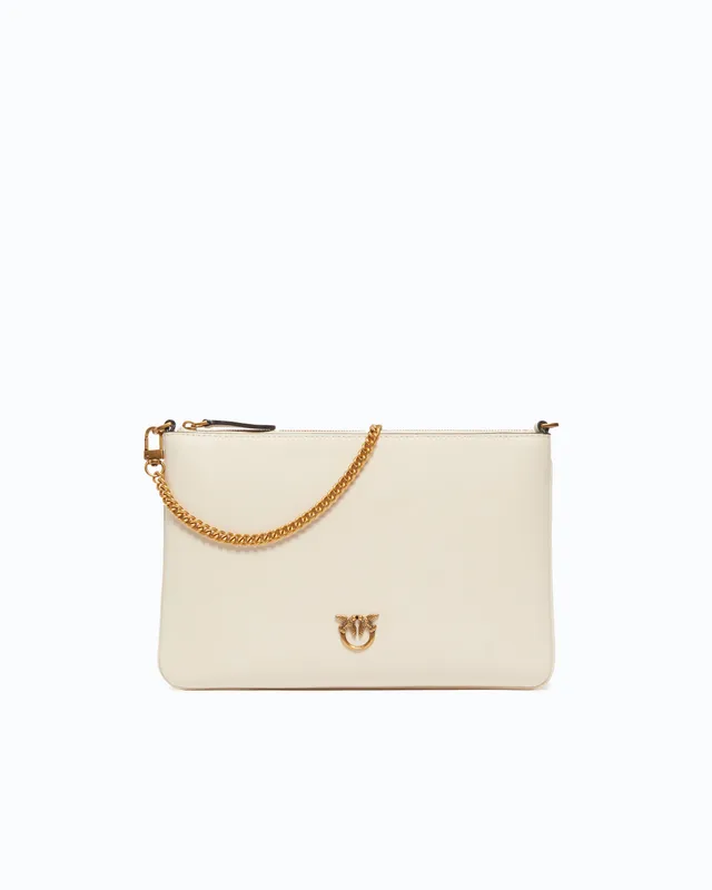 Pinko Classic Flat Love Bag Simply torebka biala skórzana