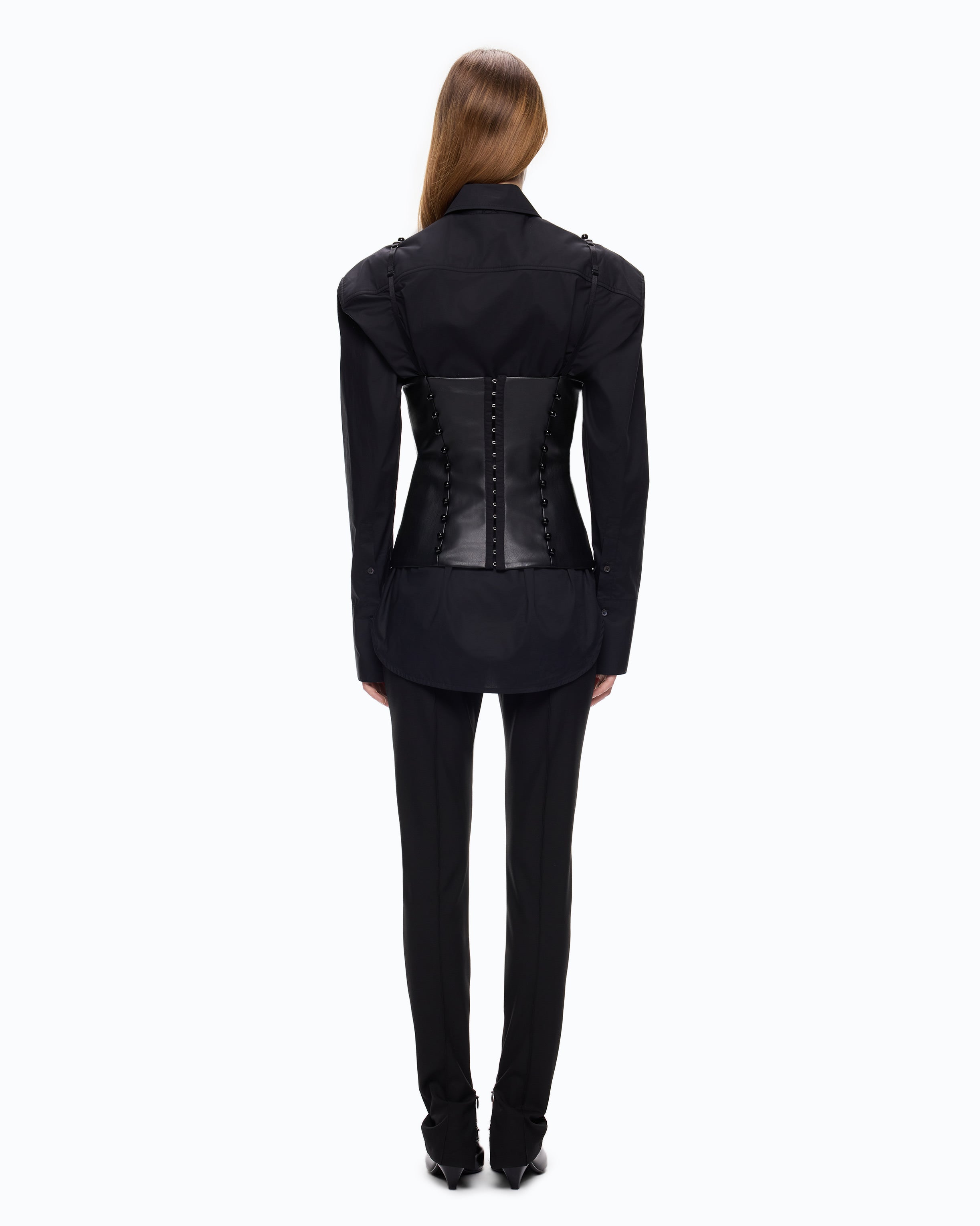 Pinko Porsche Bustier top gorsetowy czarny ekoskóra