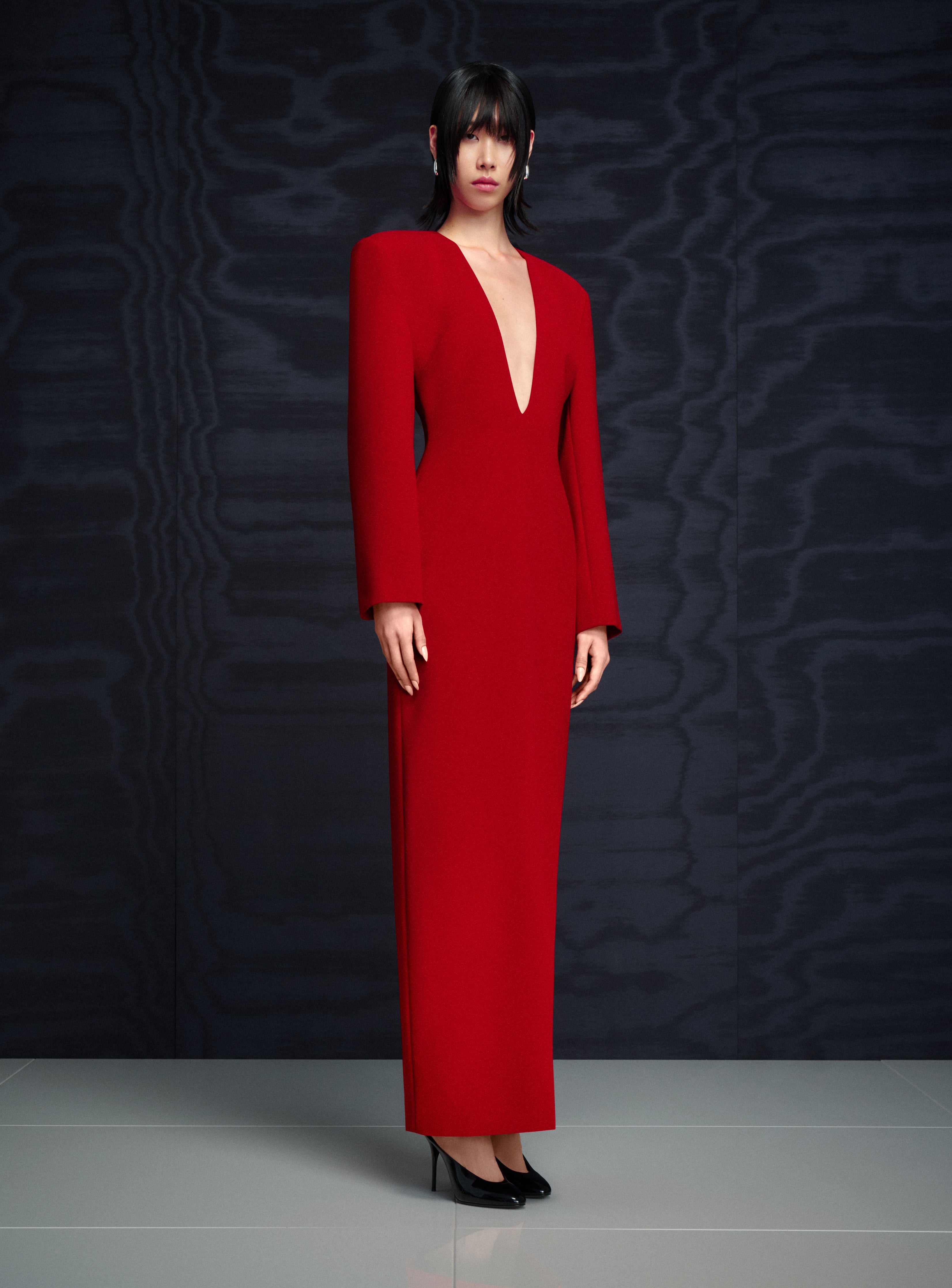 Solace London Deacon Maxi Dress sukienka czerwona długi rękaw