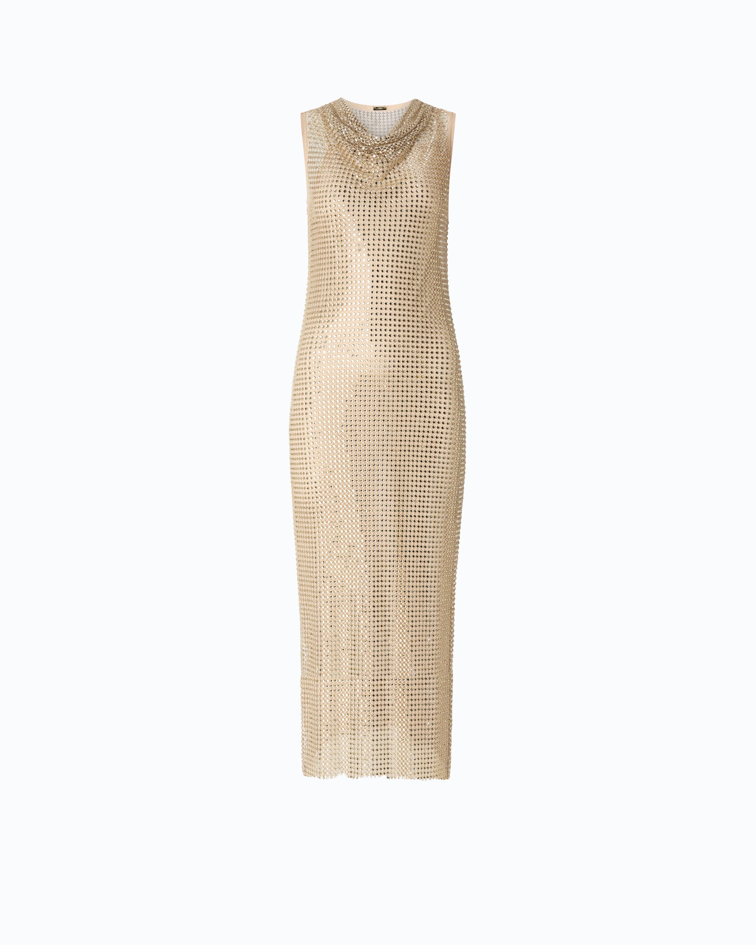 Pinko Carrera Dress sukienka midi złota