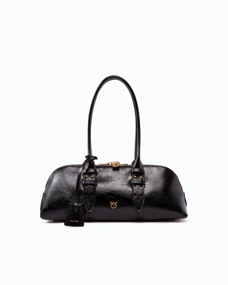 Pinko Escape Bag Horizontal torebka skórzana czarna