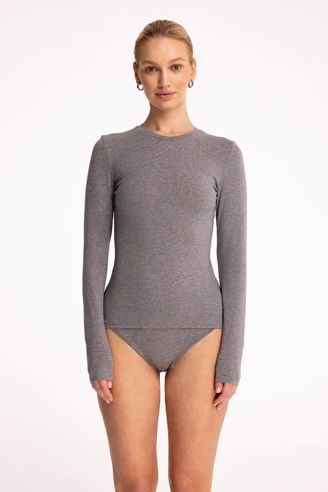 Nudyess Roots top longsleeve Dark Melange bawełna