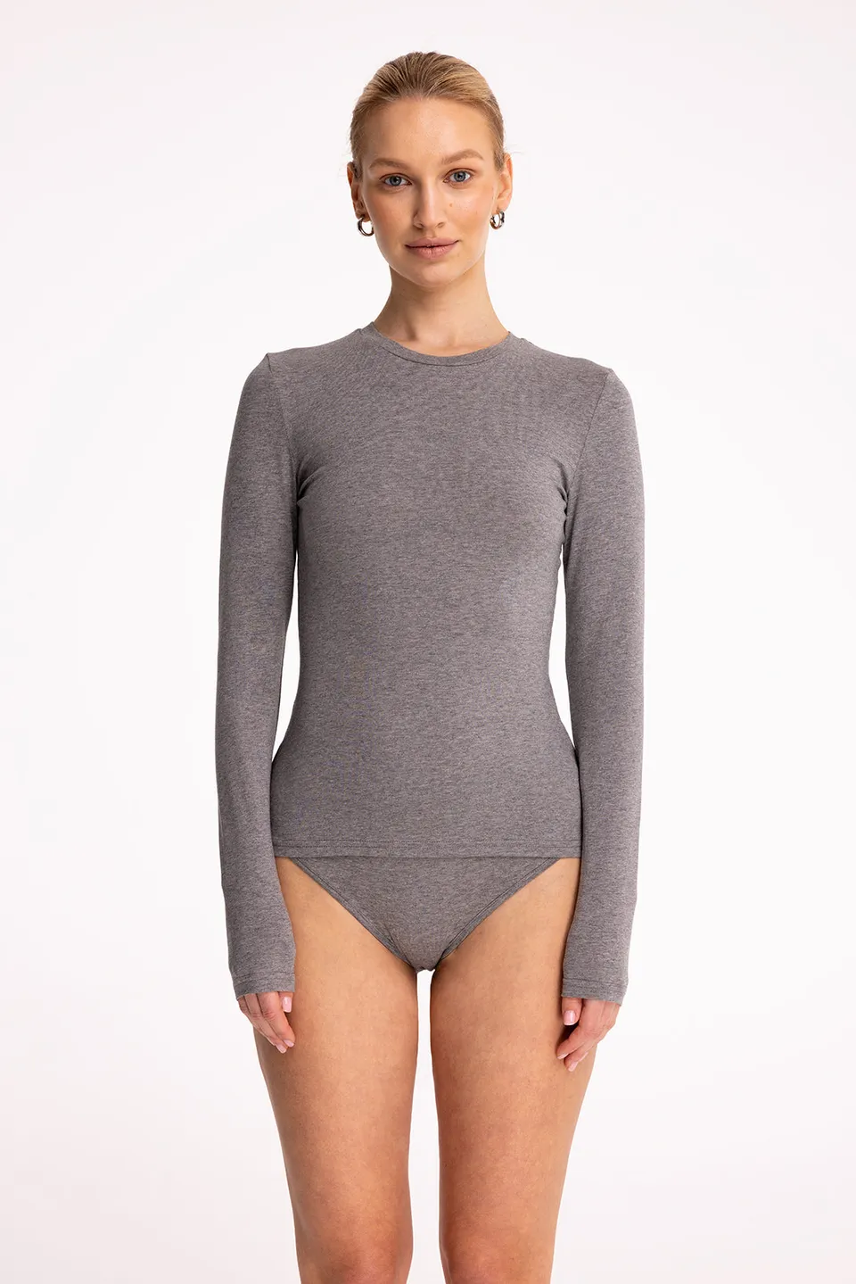 Nudyess Roots top longsleeve Dark Melange bawełna