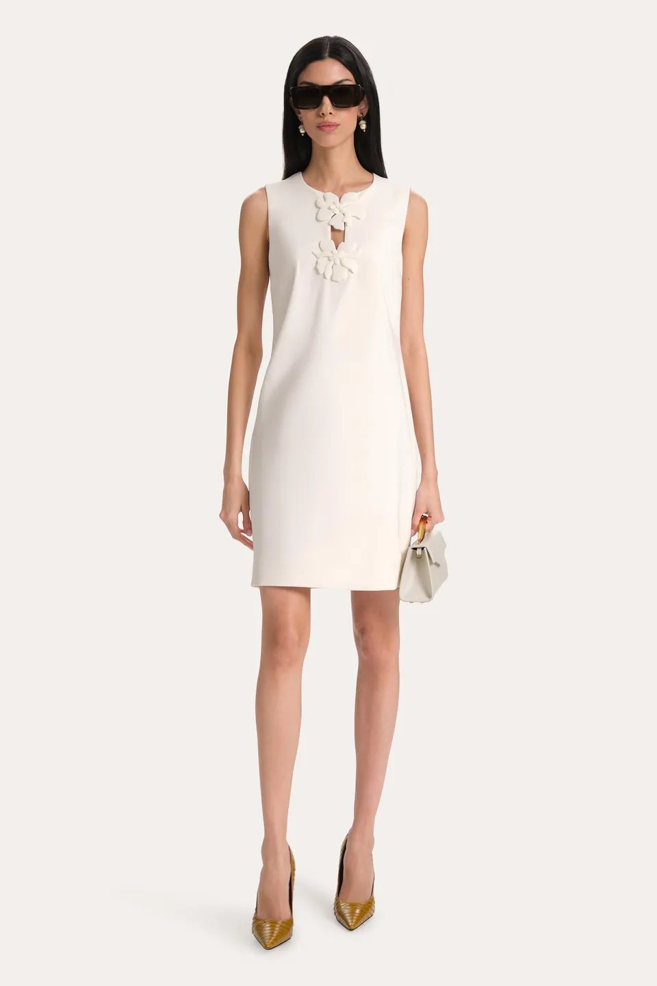 Elie Tahari Flower Shift sukienka Foam krepowa
