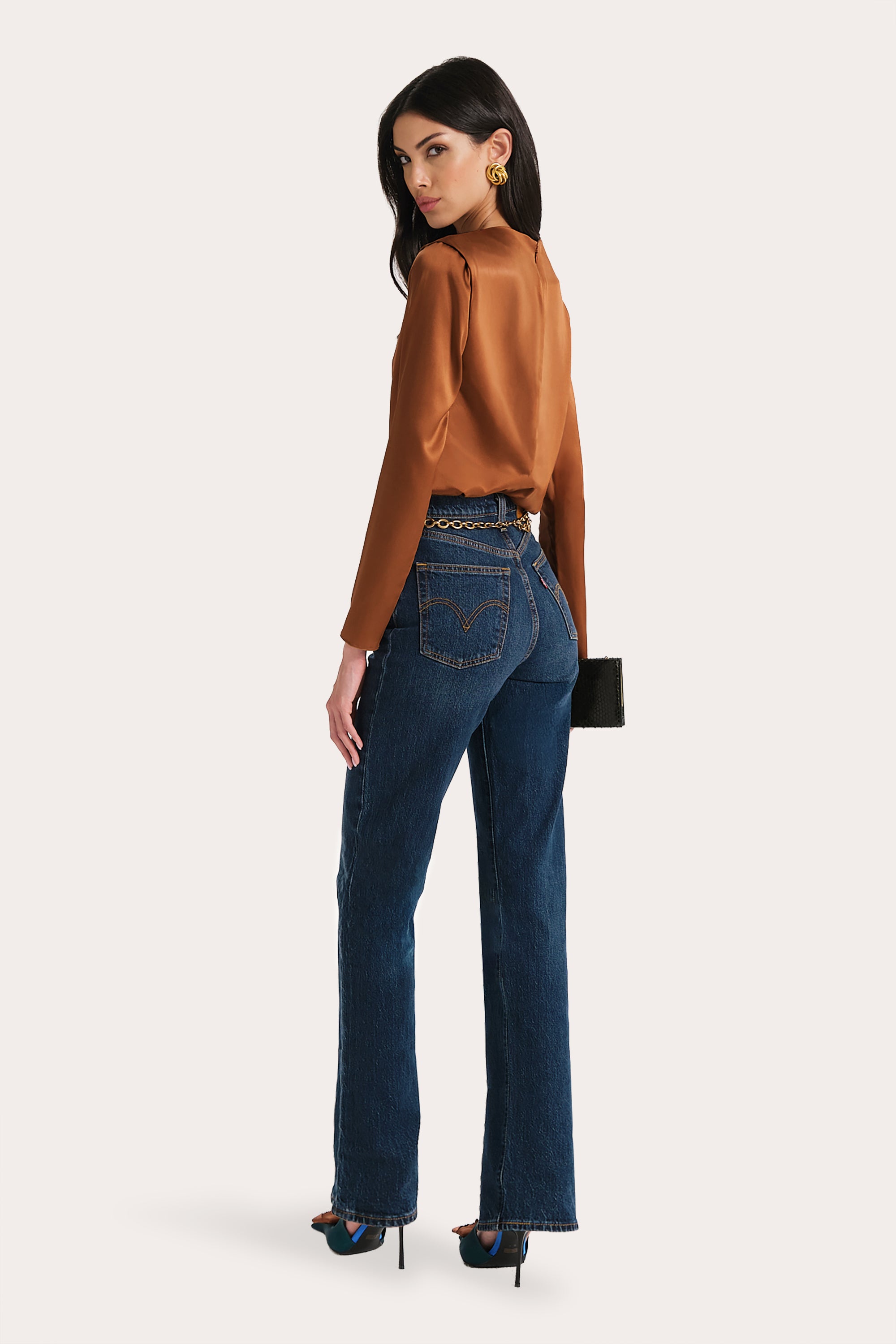 Elie Tahari Leah Silk Charmeuse bluzka jedwabna Rawhide