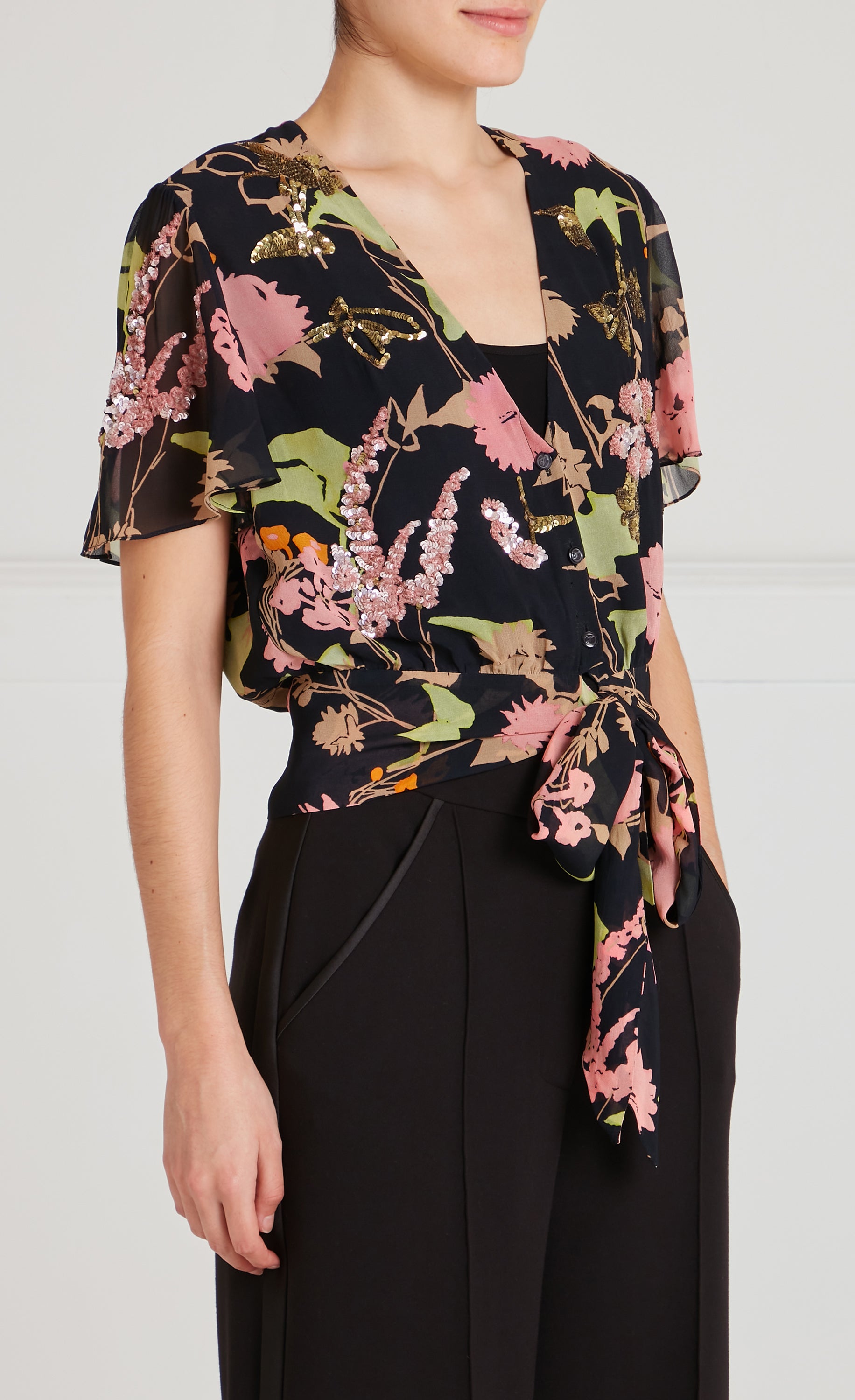 Temperley London Maisie bluzka z cekinami Black Mix