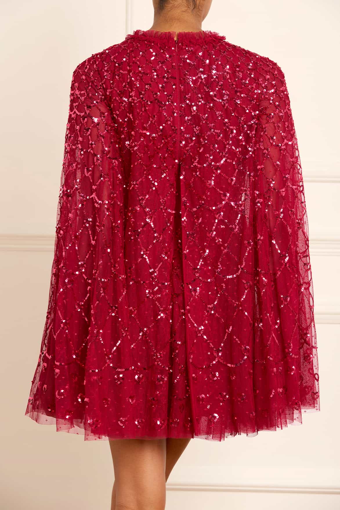 Needle & Thread Heart Lattice Micro Mini Dress sukienka czerwona