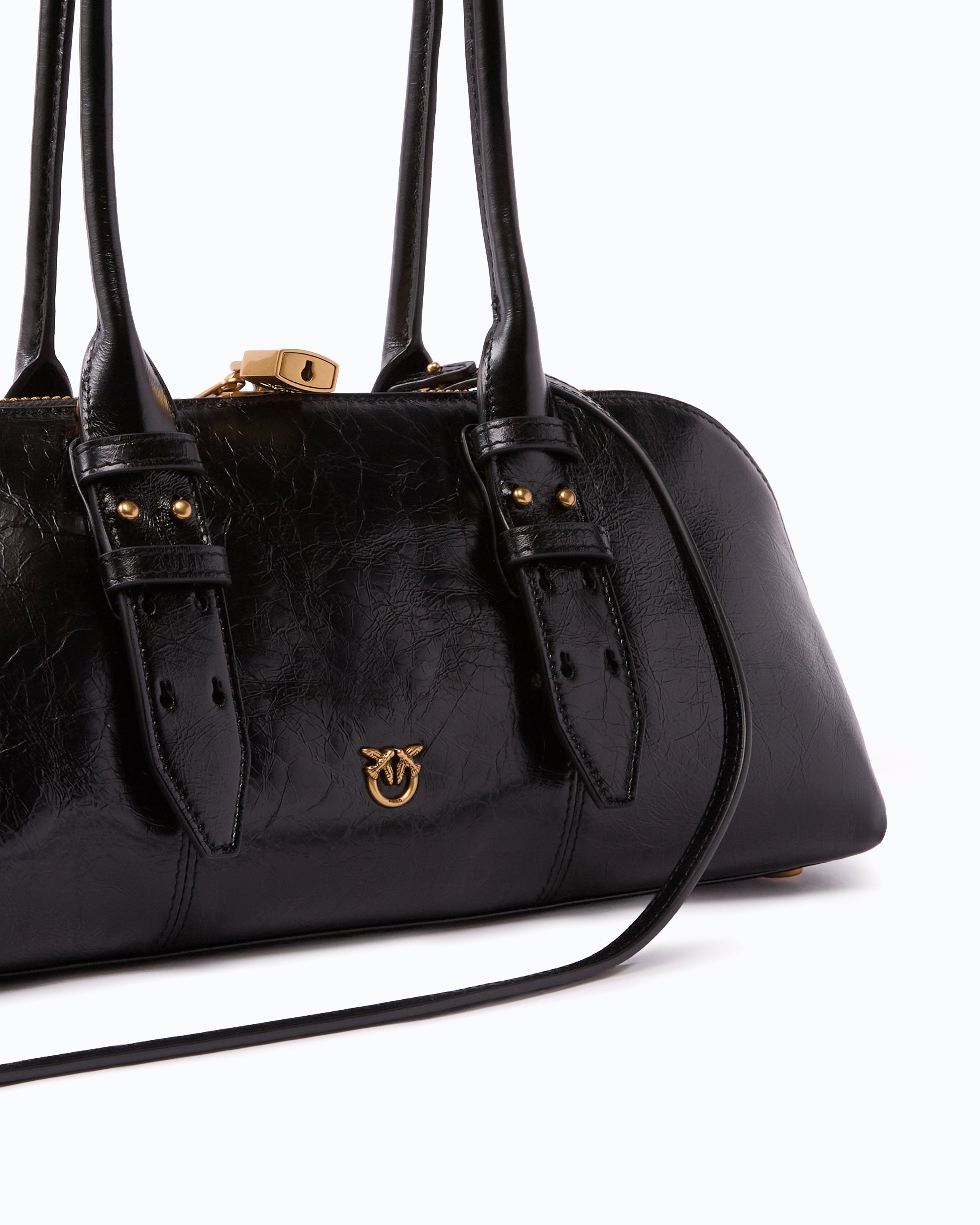 Pinko Escape Bag Horizontal torebka skórzana czarna