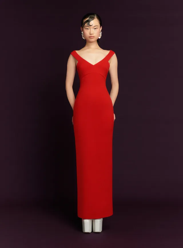 SOLACE LONDON Nalani sukienka maxi czerwona hiszpanka