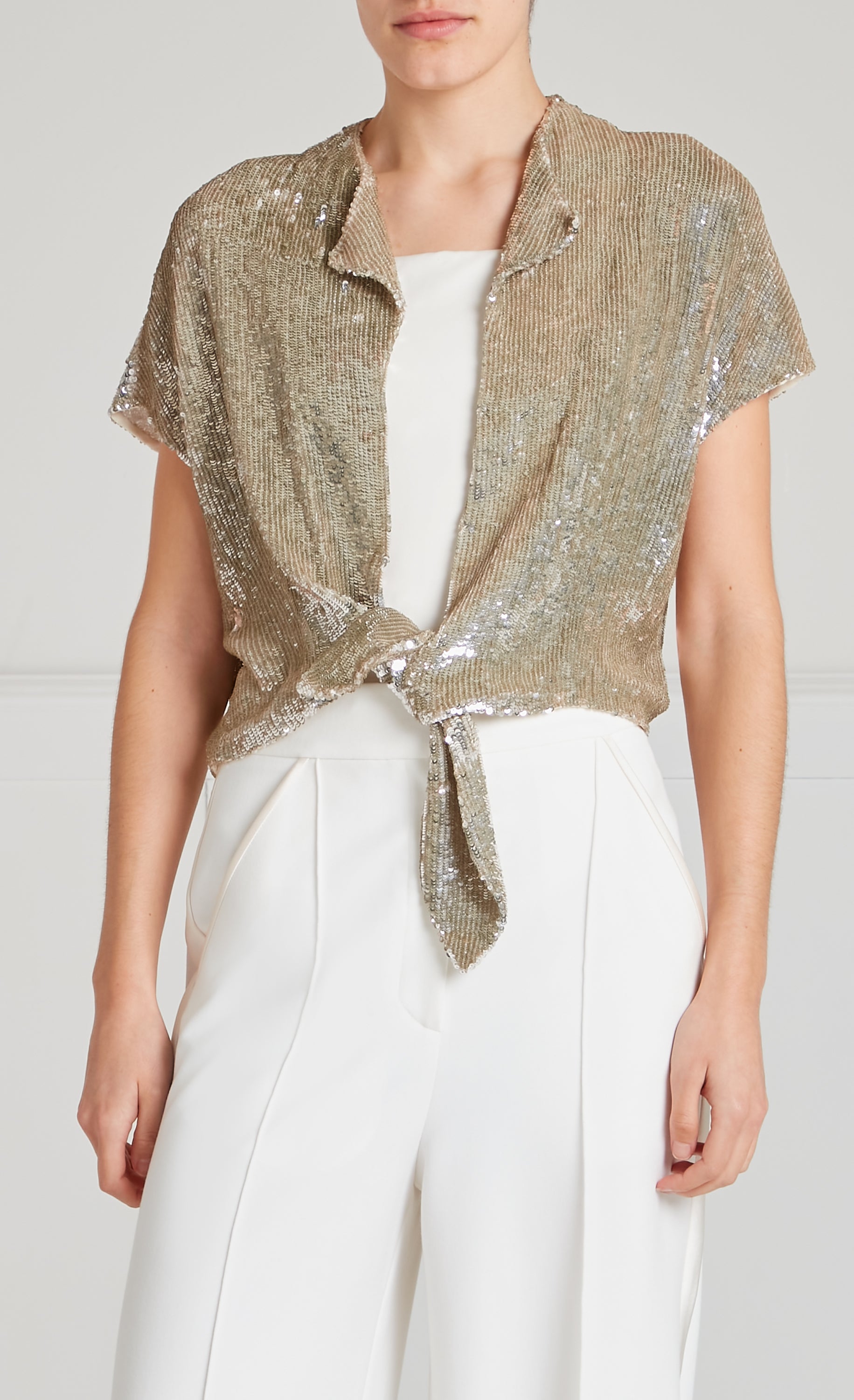 Temperley London Filigree żakiet cekinowy srebrny