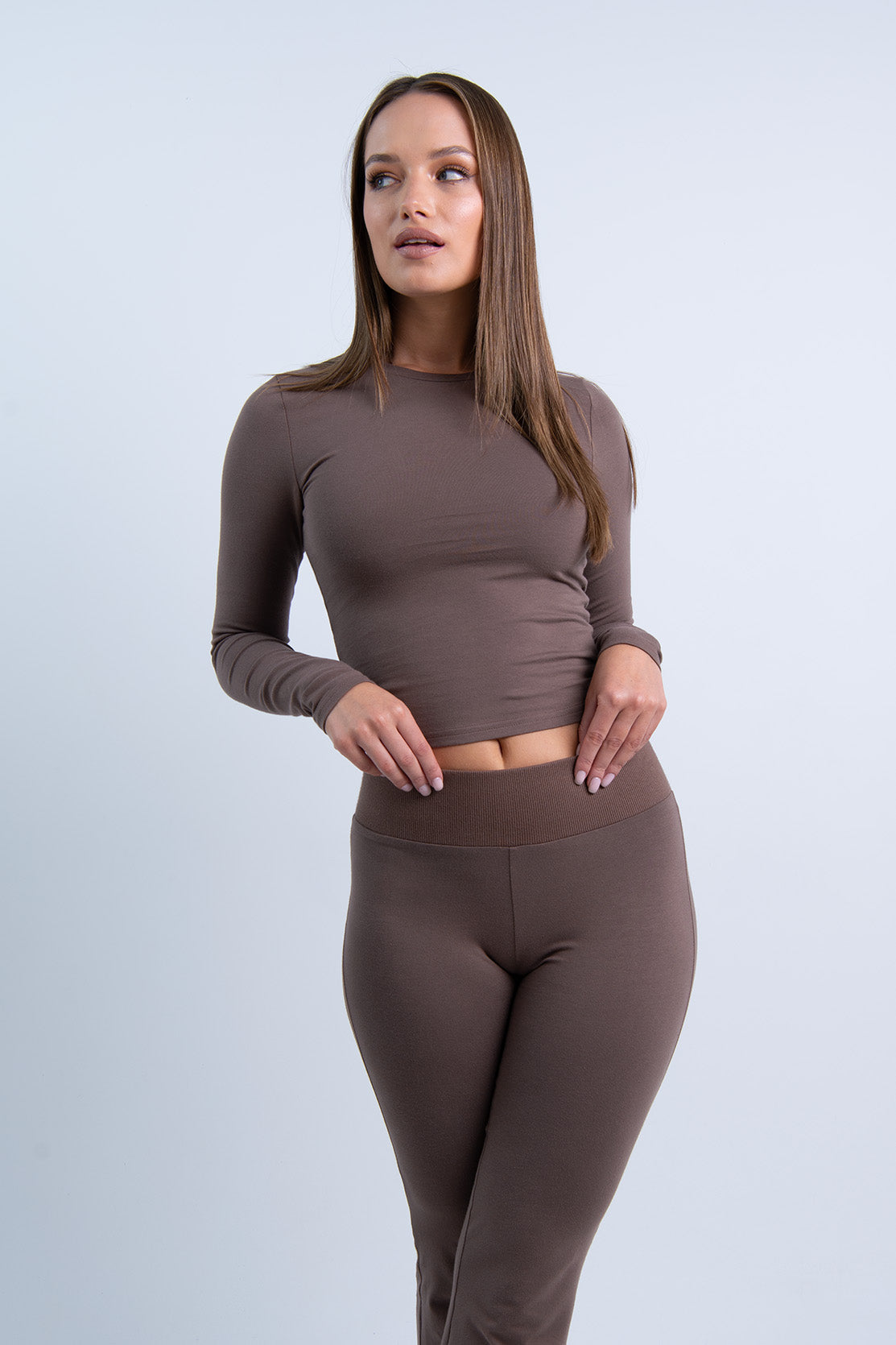 Nudyess Alex ECRU W482 top bawełniany brązowy