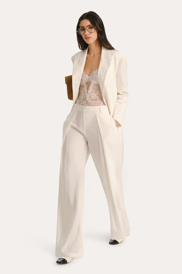 Elie Tahari Naomi spodnie lniane balloon Fresh Pearl