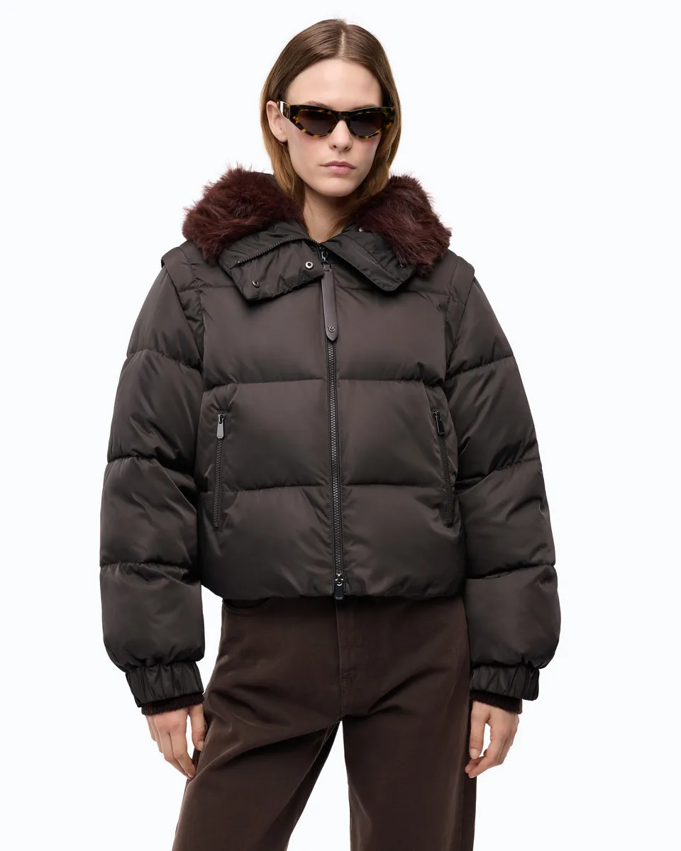 Pinko Godetia kurtka puchowa brązowa 2w1
